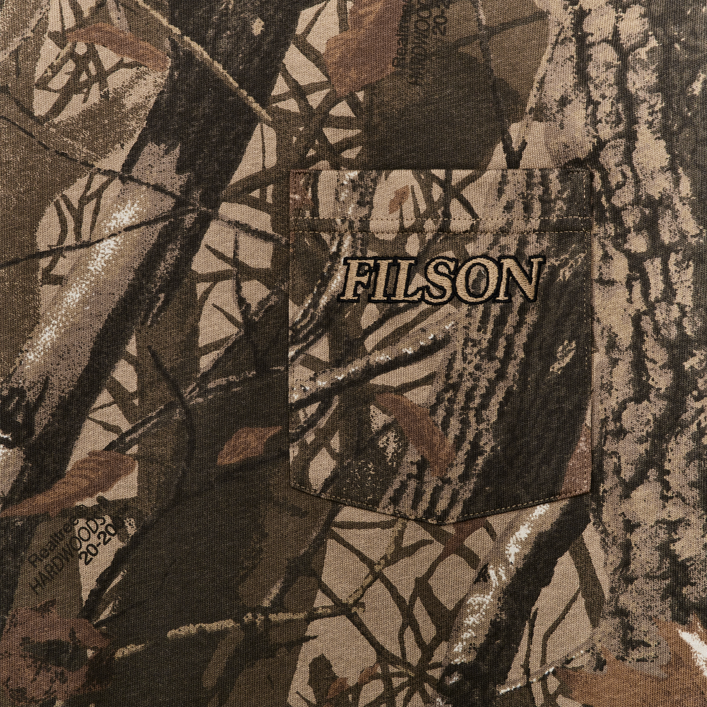 Alternate view of the Filson Long Sleeve Frontier Embroidered Pocket T-shirt - Realtree Hardwoods Camo