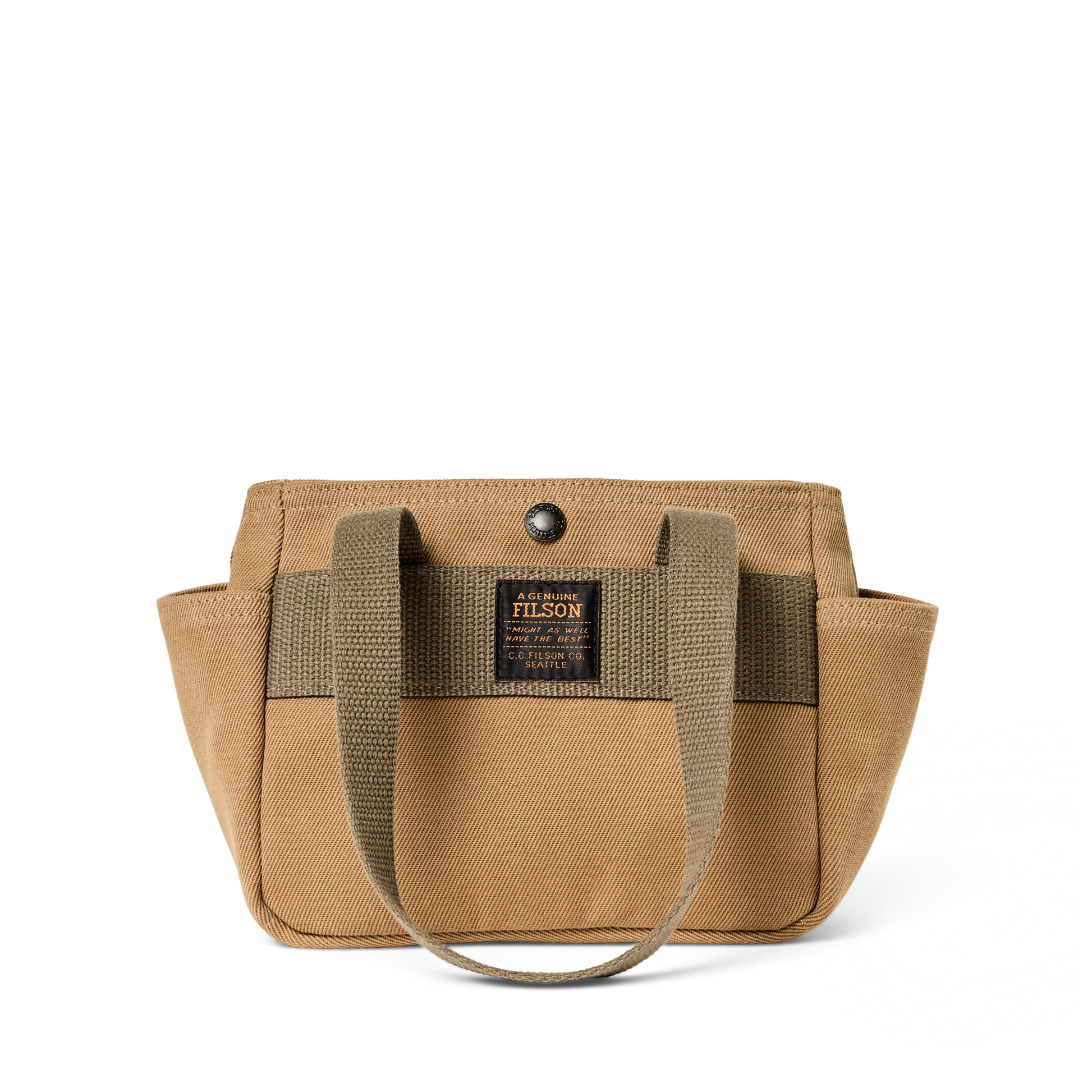 Front-facing image of the Filson Rugged Twill Small Open Tote Bag - Tan