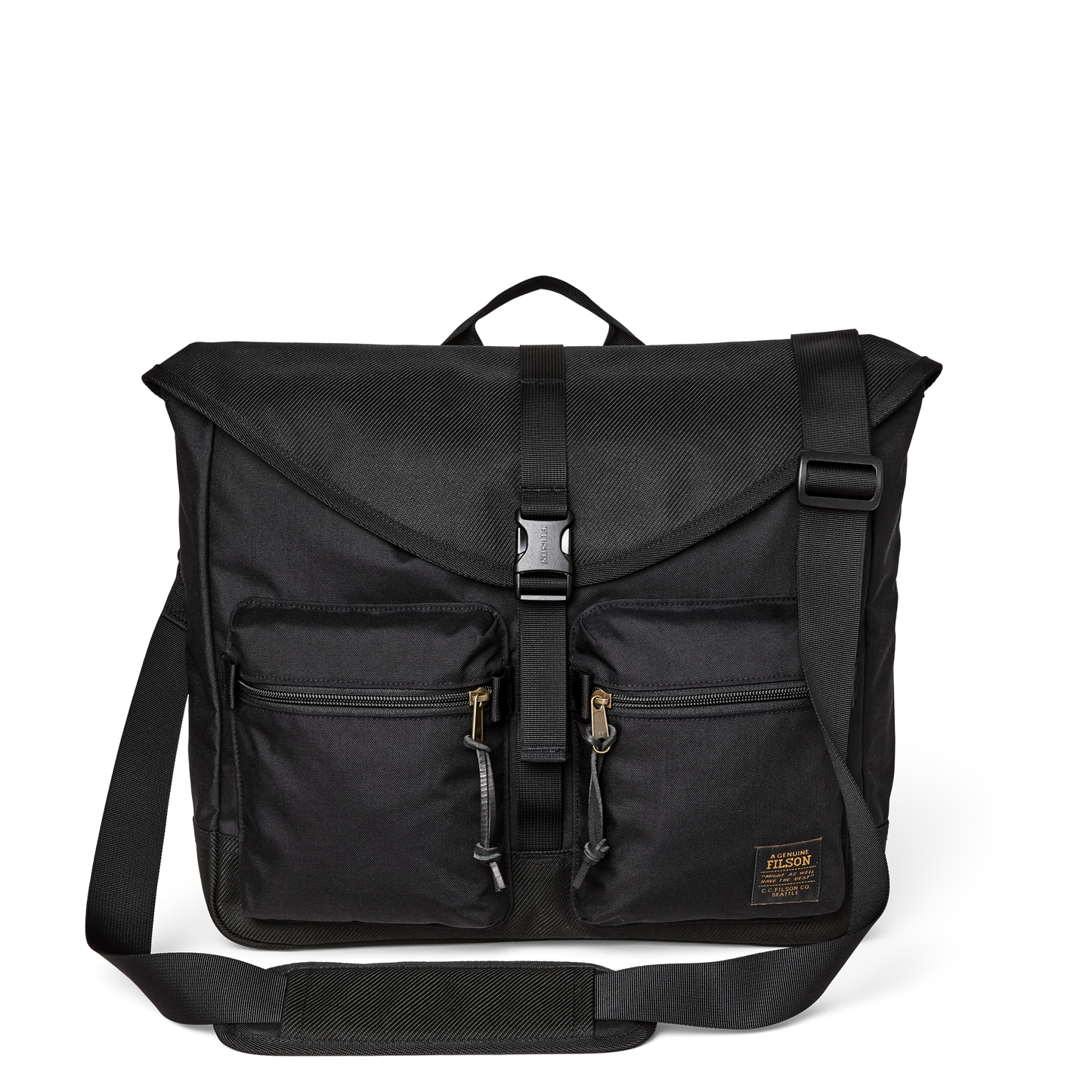 Front-facing image of the Filson Surveyor Messenger Bag - Black