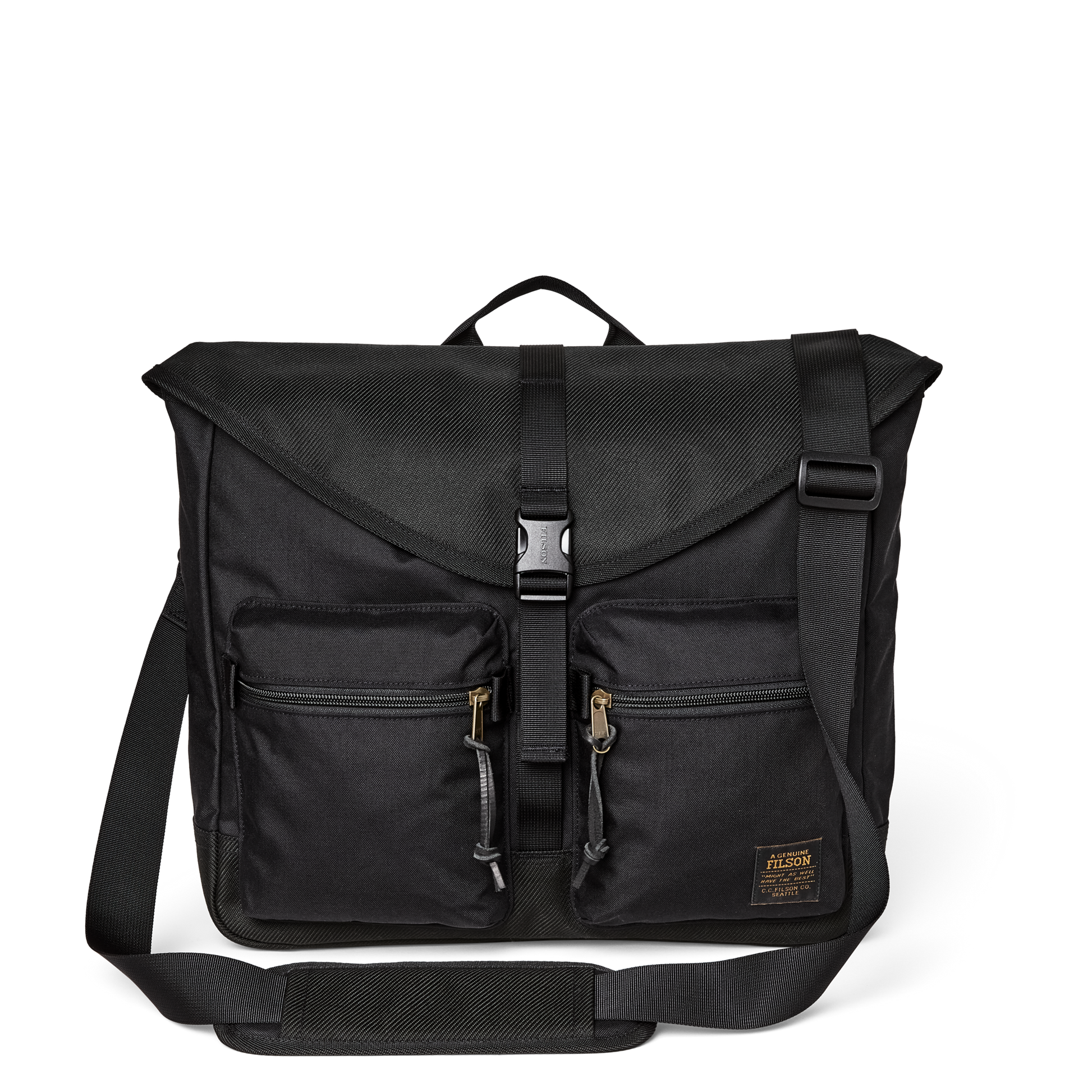 Front-facing image of the Filson Surveyor Messenger Bag - Black