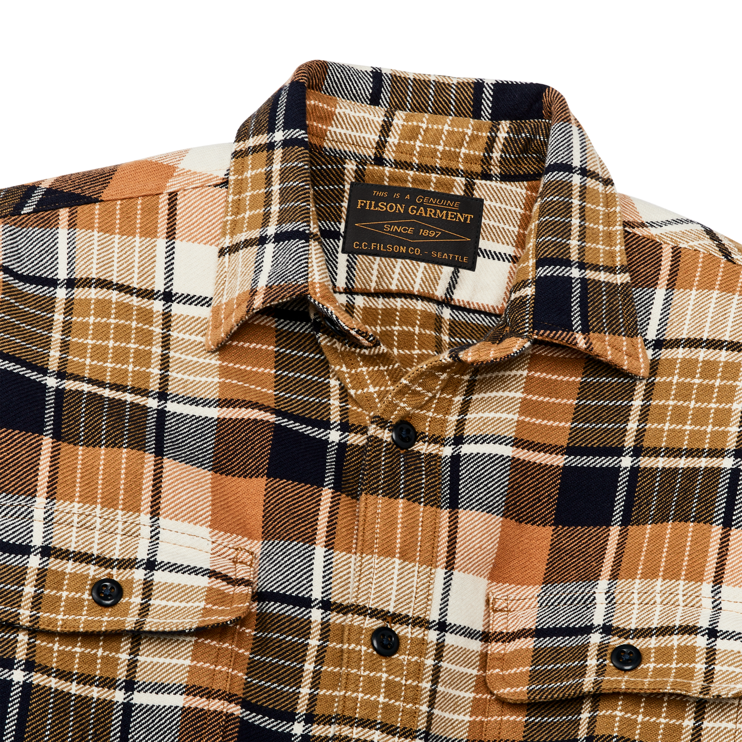 Alternate view of the Filson Vintage Flannel Work Shirt - Navy Cumin Red