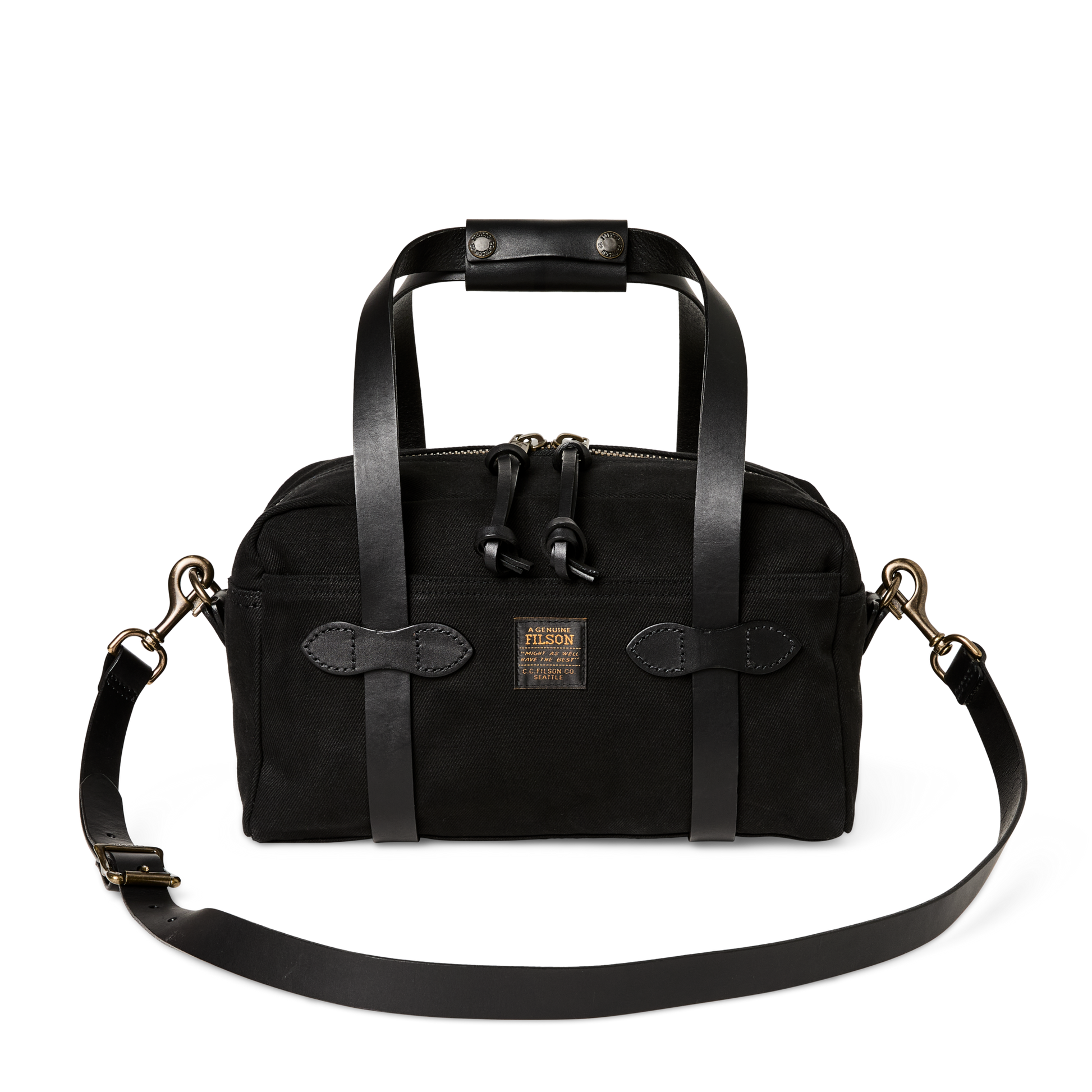 Front-facing image of the Filson Rugged Twill Xs Compact Duffle Bag - Black