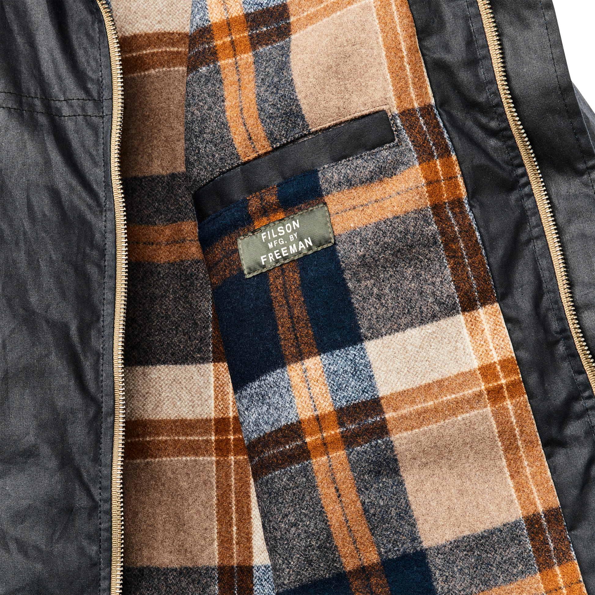 Alternate view of the Filson Filson X Freeman Wool Lined Raincoat - Navy / Bronze