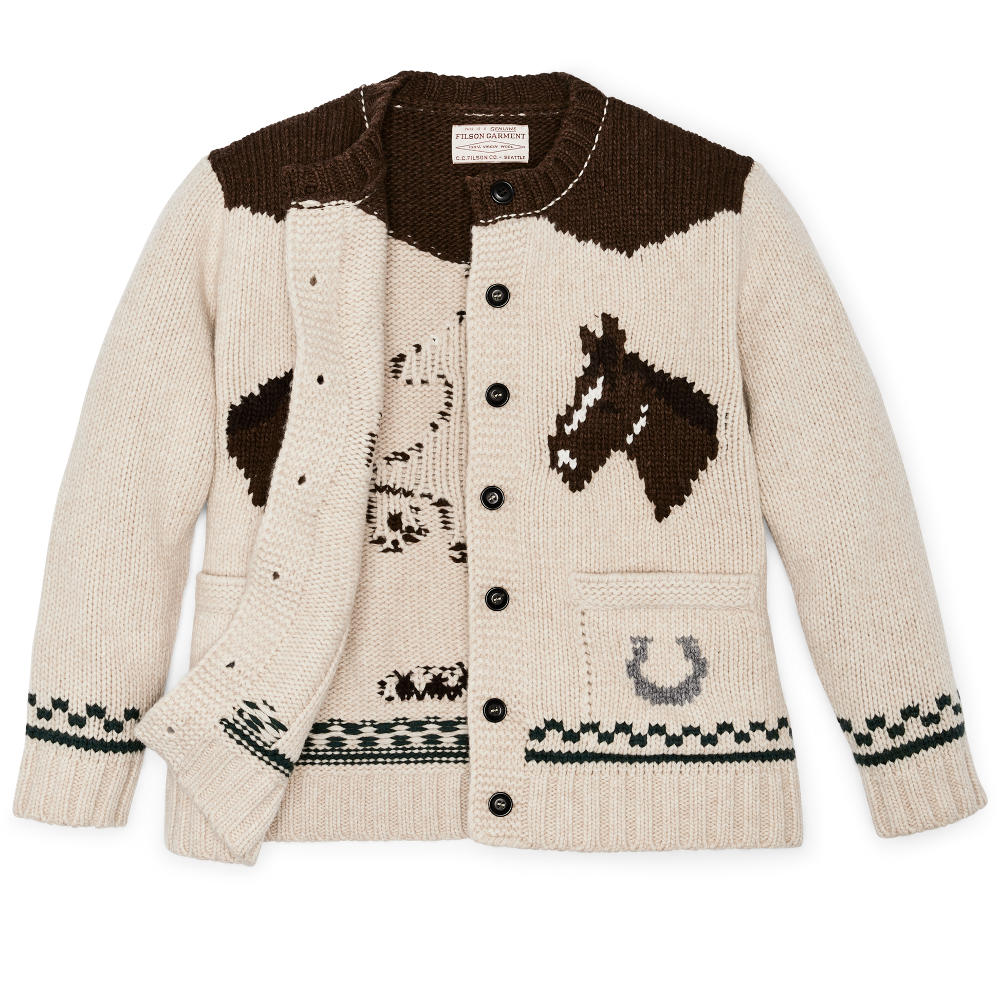 Alternate view of the Filson Women's Wool Cardigan - Cream / Horse