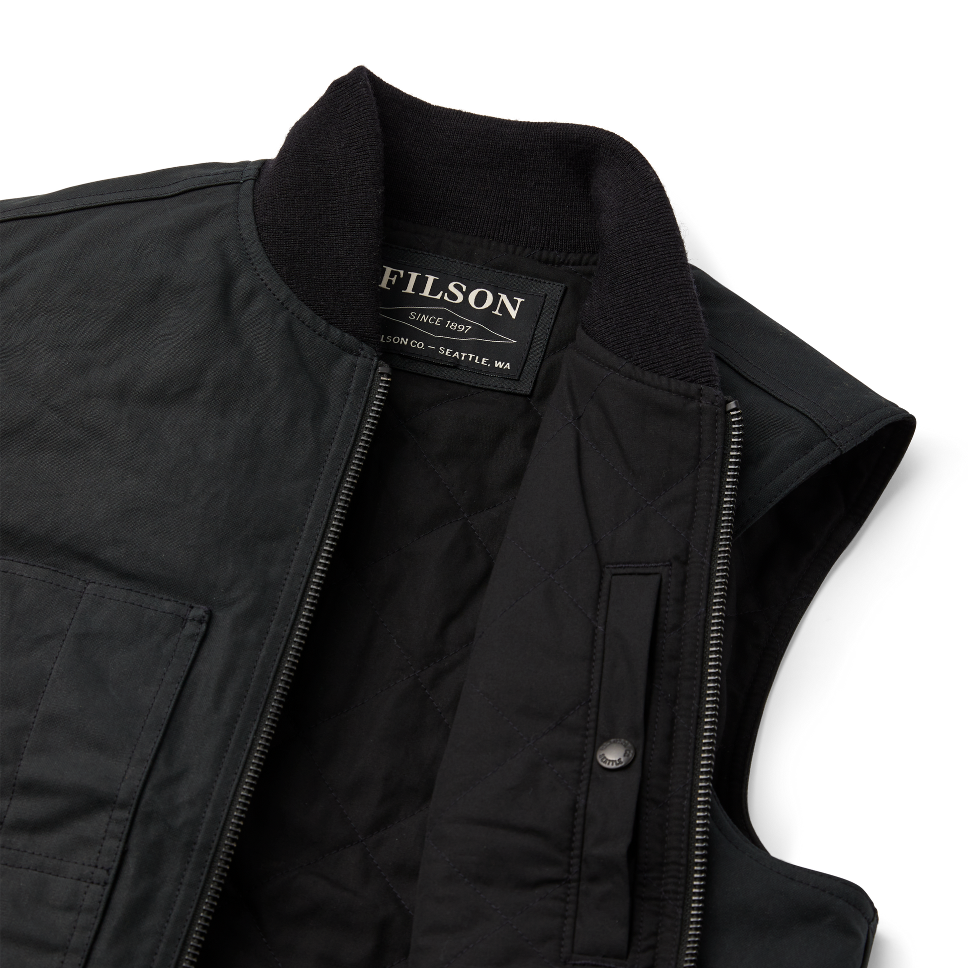 Alternate view of the Filson Tin Cloth Insulated Work Vest - Black