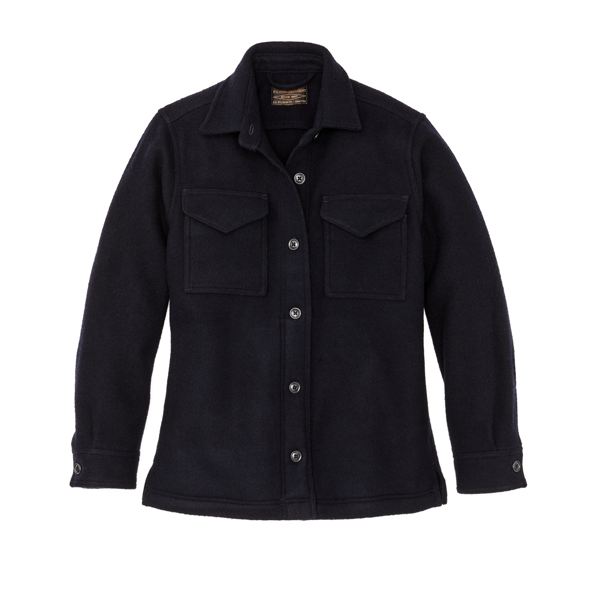 Front-facing image of the Filson Women's Seattle Wool Jac-shirt - Navy