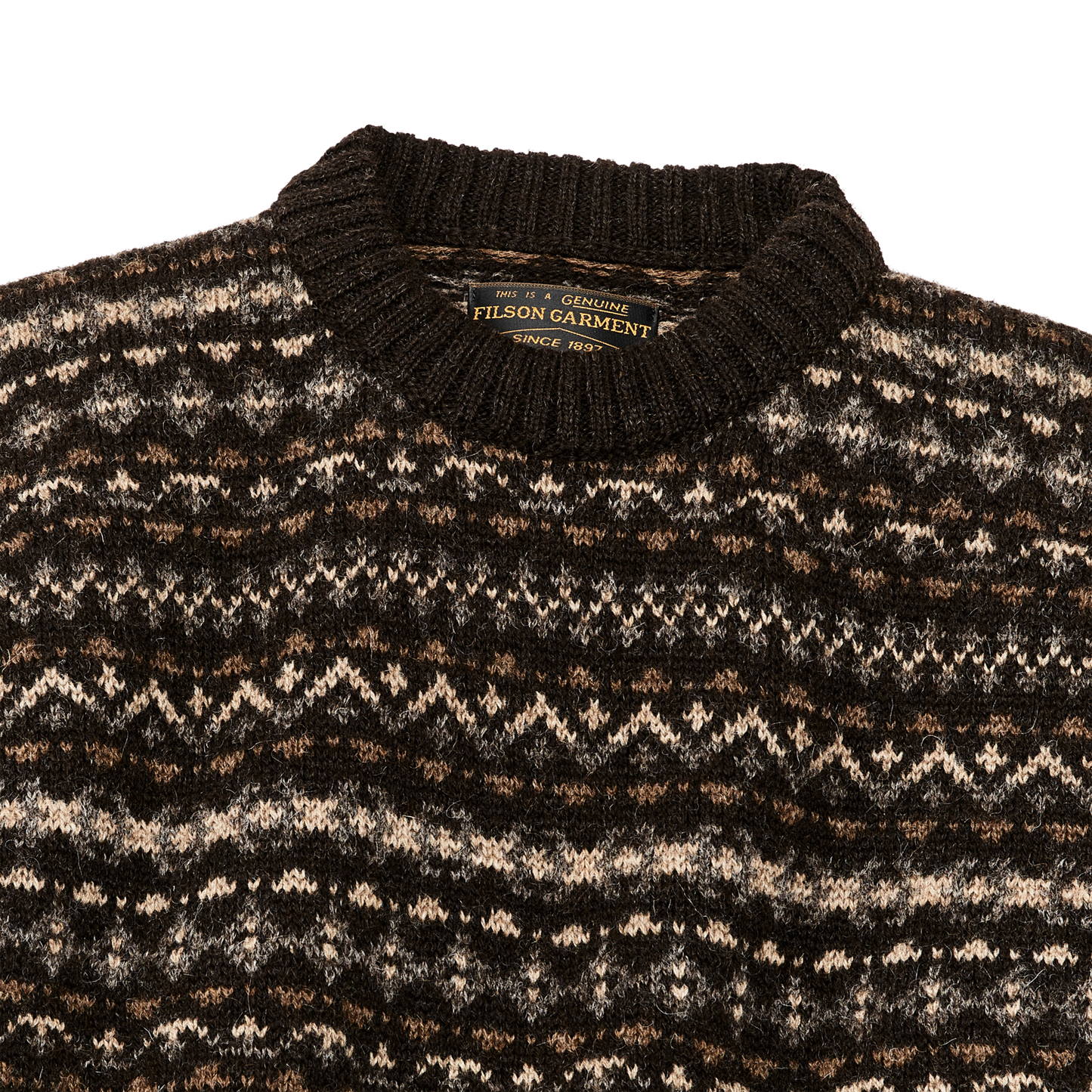 Alternate view of the Filson Fairisle Crewneck Sweater - Black / Multi