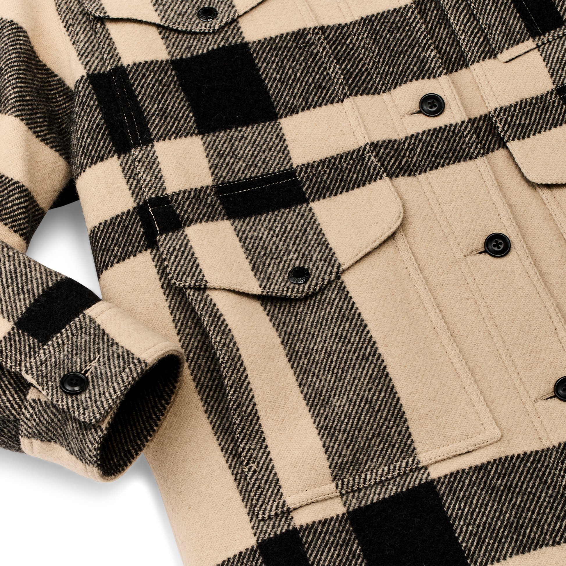 Alternate view of the Filson Women's Wool Long Cruiser Coat - Natural / Black Plaid