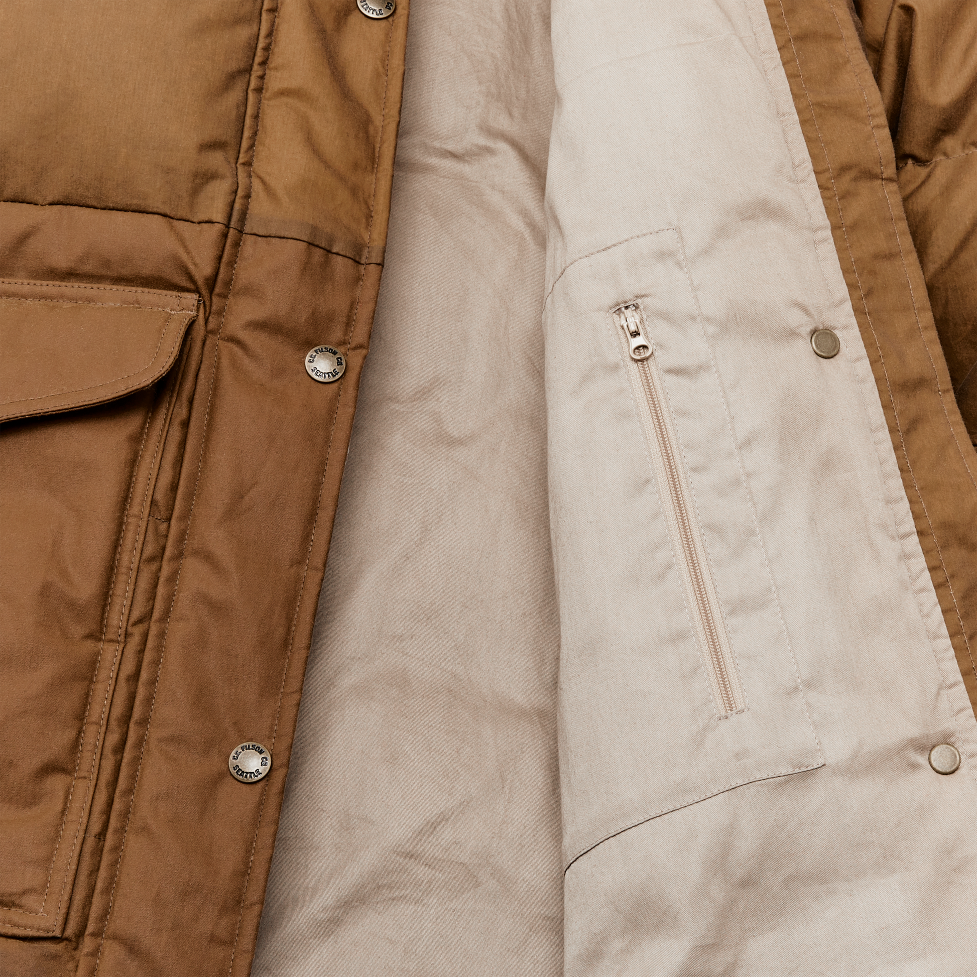 Alternate view of the Filson Women's Waxed Down Parka - Dark Tan