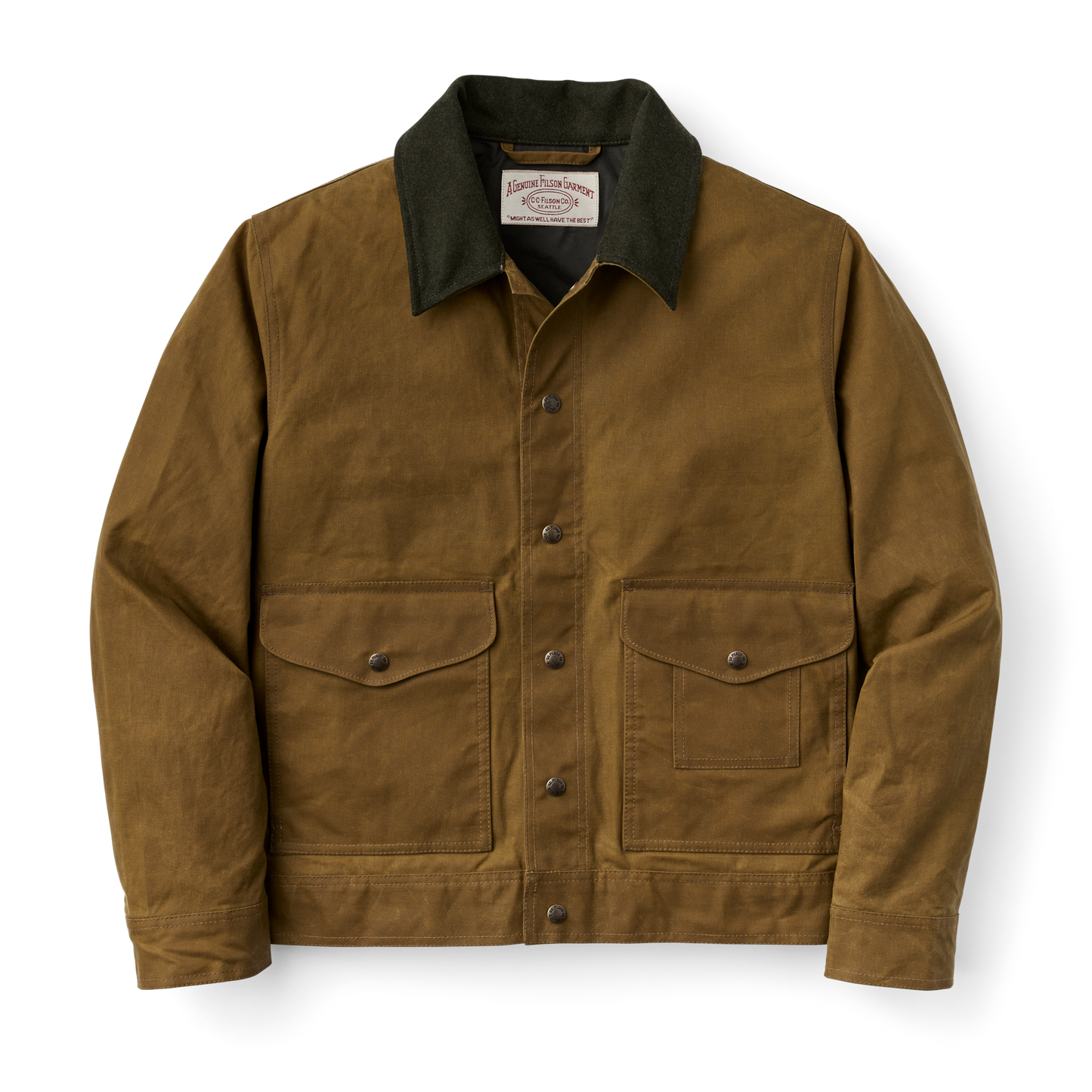 Front-facing image of the Filson Tin Cloth Work Jacket - Dark Tan