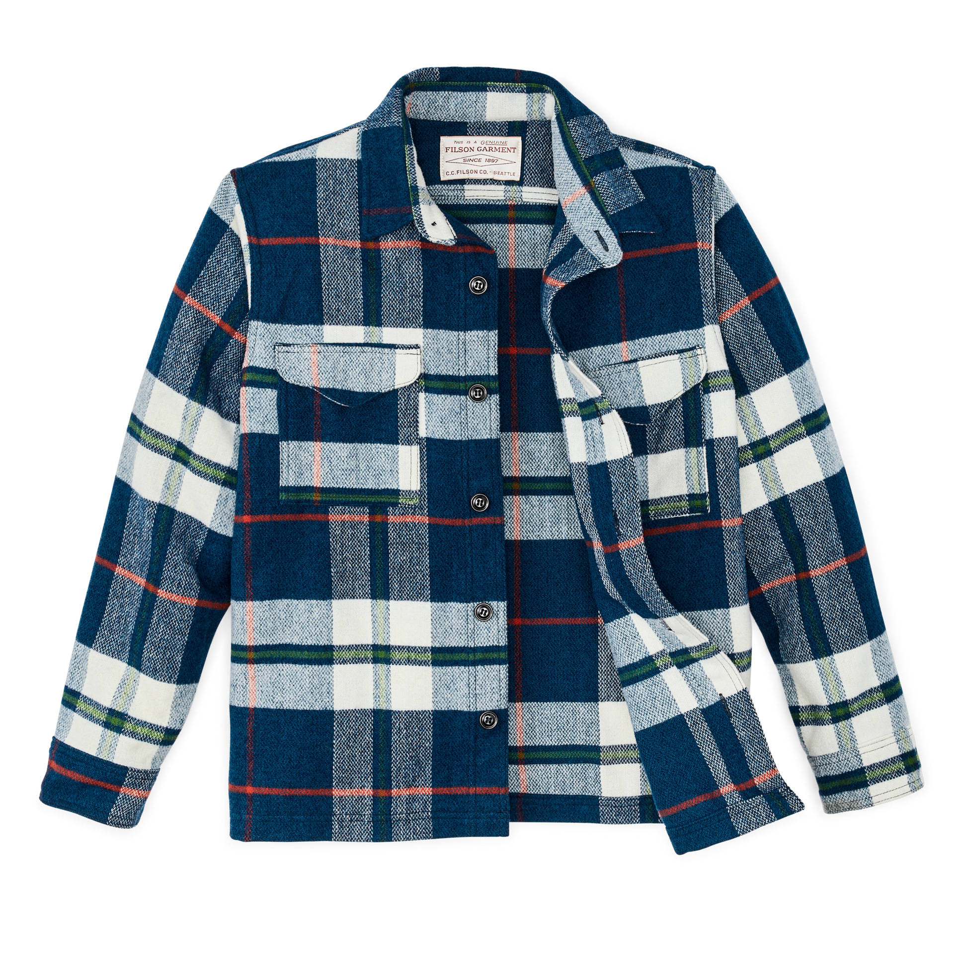 Alternate view of the Filson Wool Jac-shirt - Cobalt / White / Multi