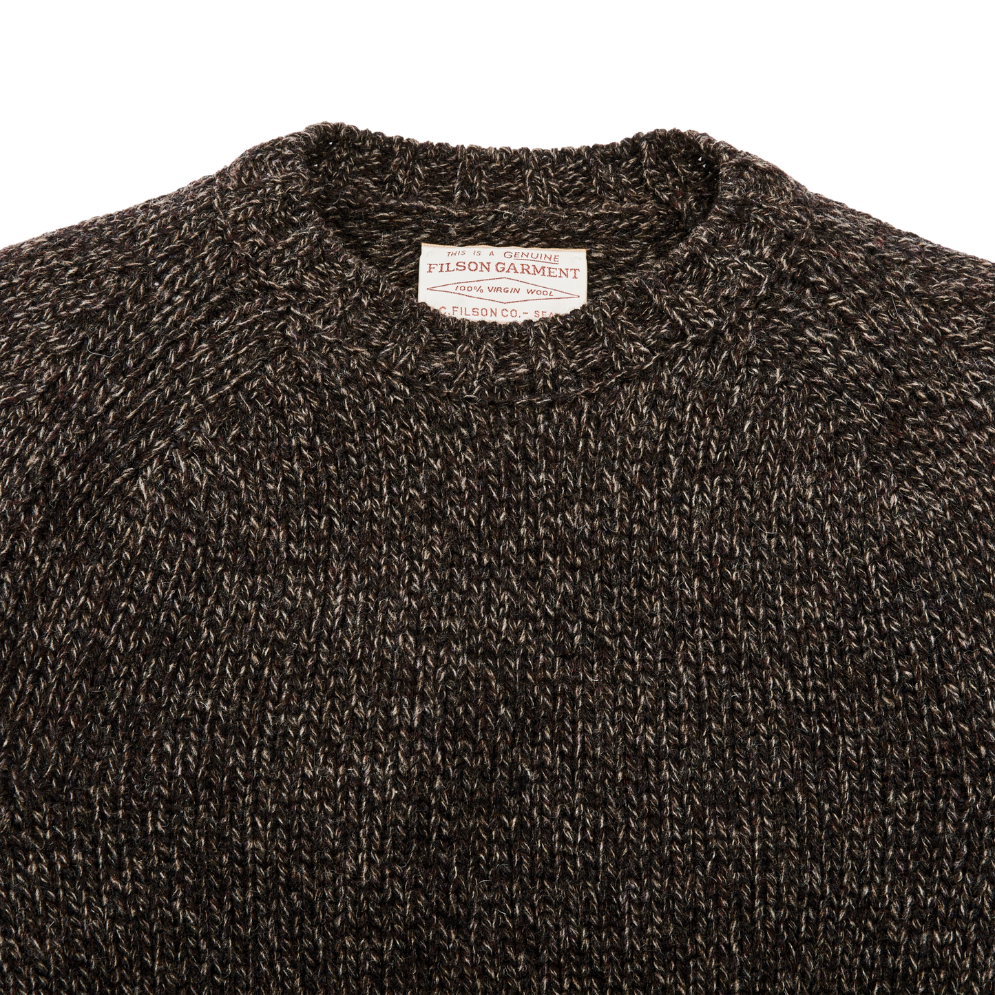 Alternate view of the Filson Heritage 3-gauge Wool Sweater - Brown / Hearth Melange