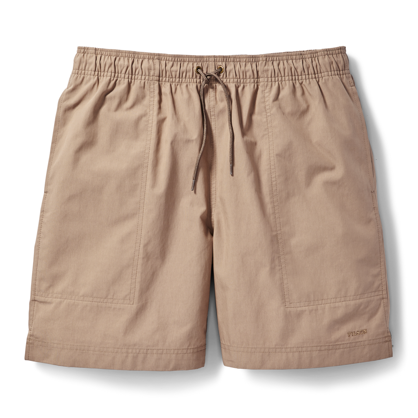 Front-facing image of the Filson Green River Water Shorts - Khaki