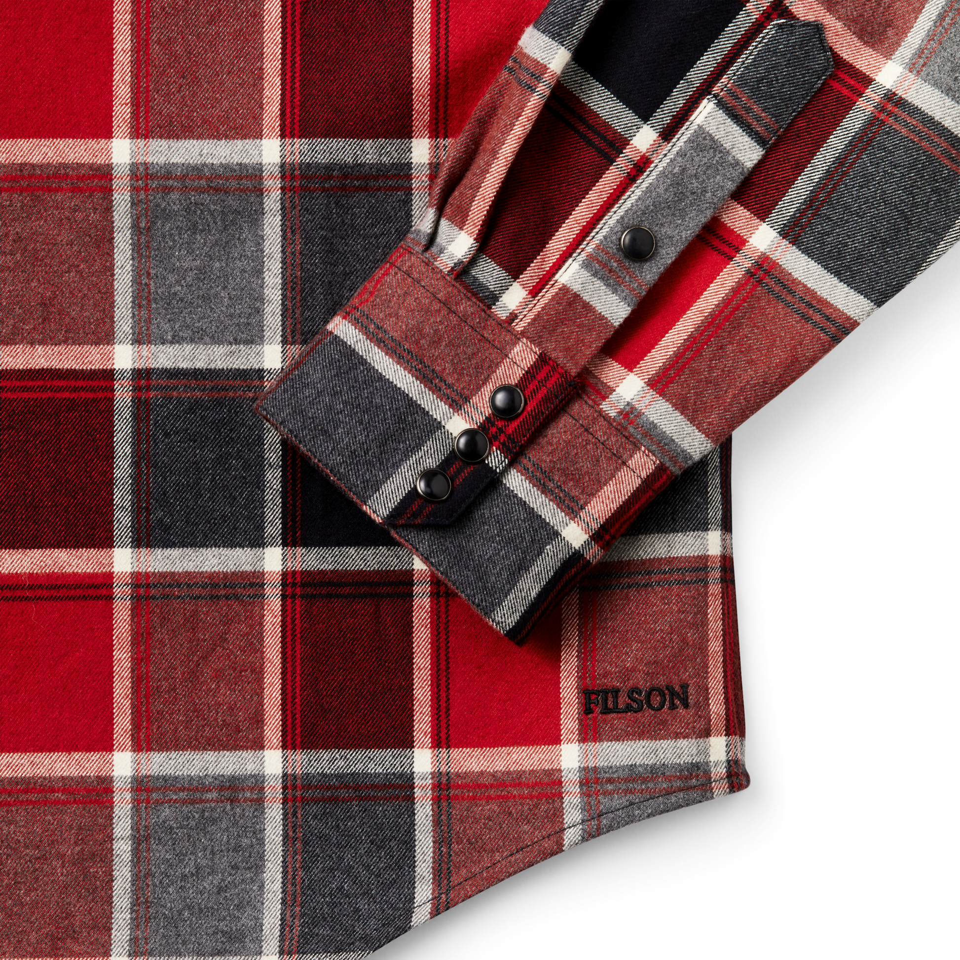 Alternate view of the Filson Western Flannel Shirt - Red / Dark Charcoal Plaid