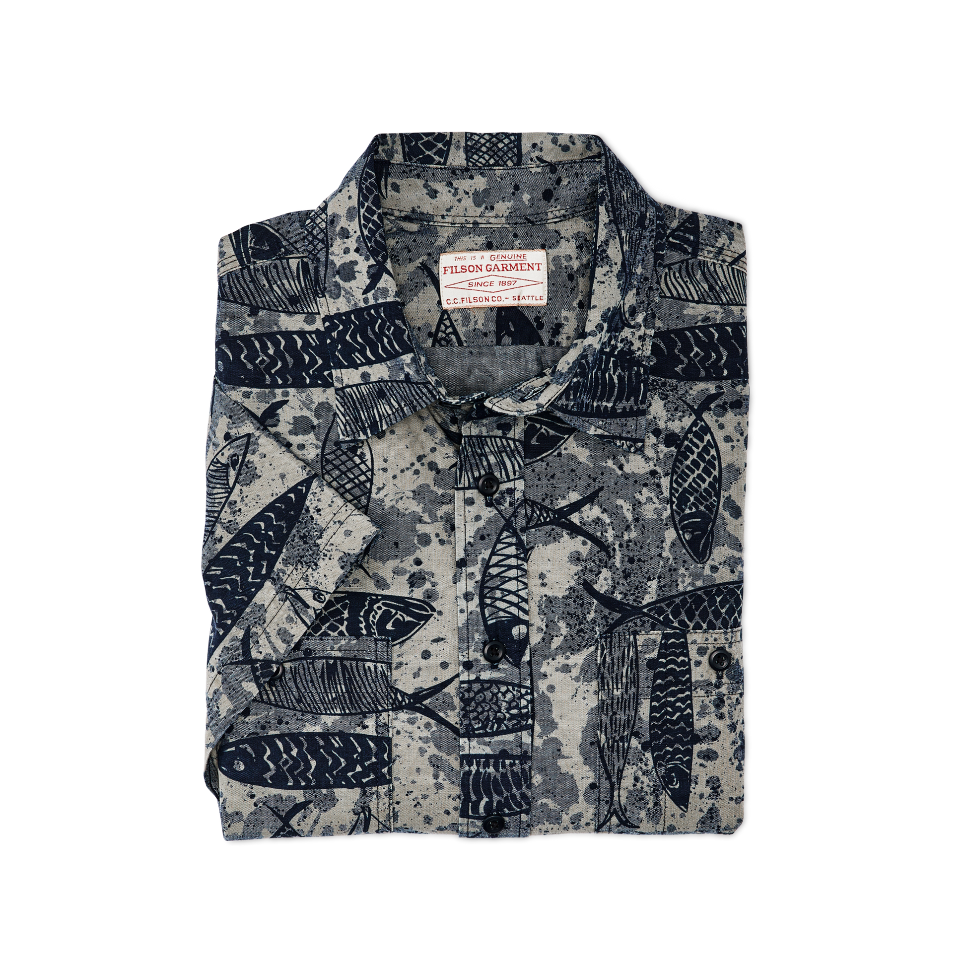 Alternate view of the Filson Short Sleeve Chambray Shirt  - Blue Ink Fish Print