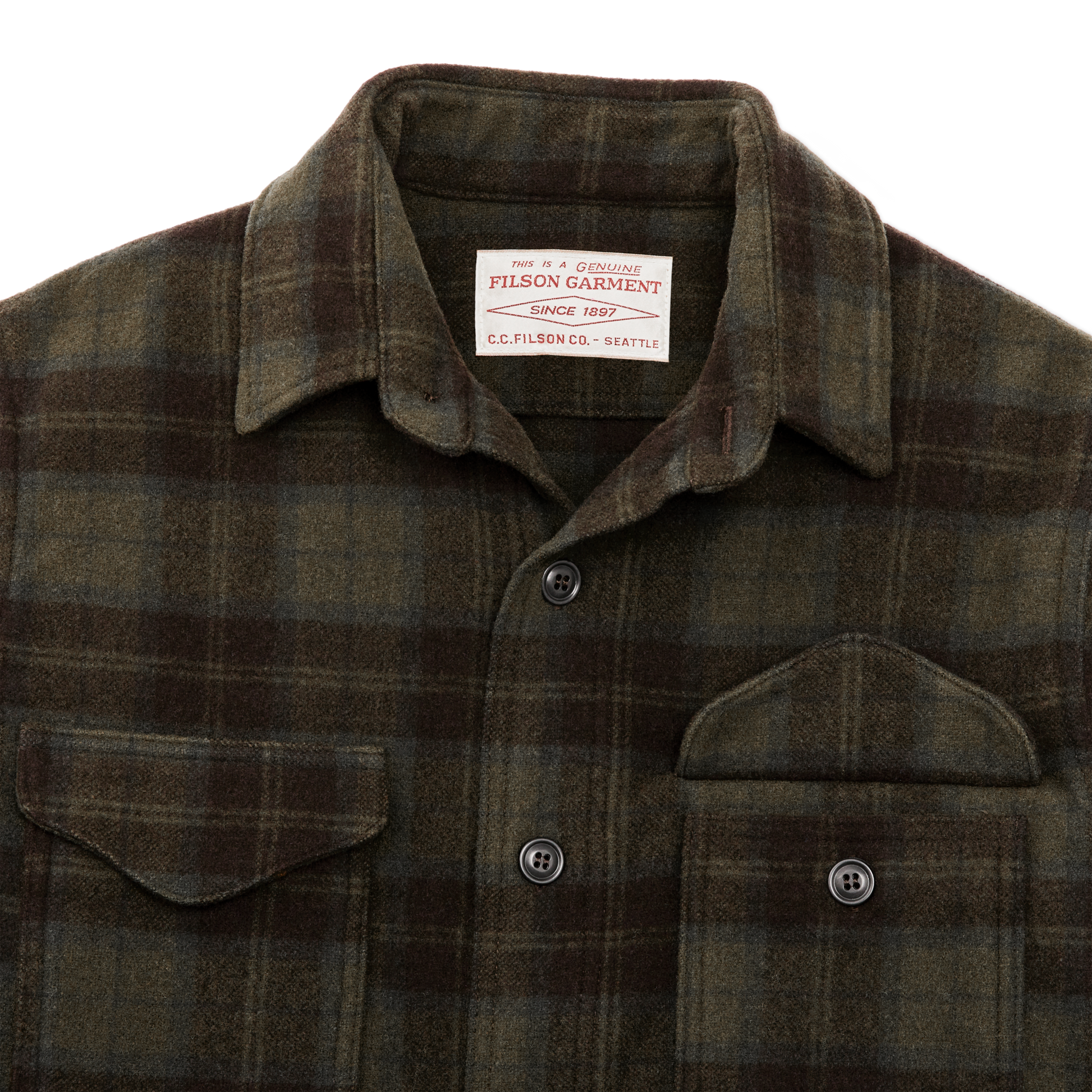 Alternate view of the Filson Wool Jac-shirt - Olive / Brown Plaid