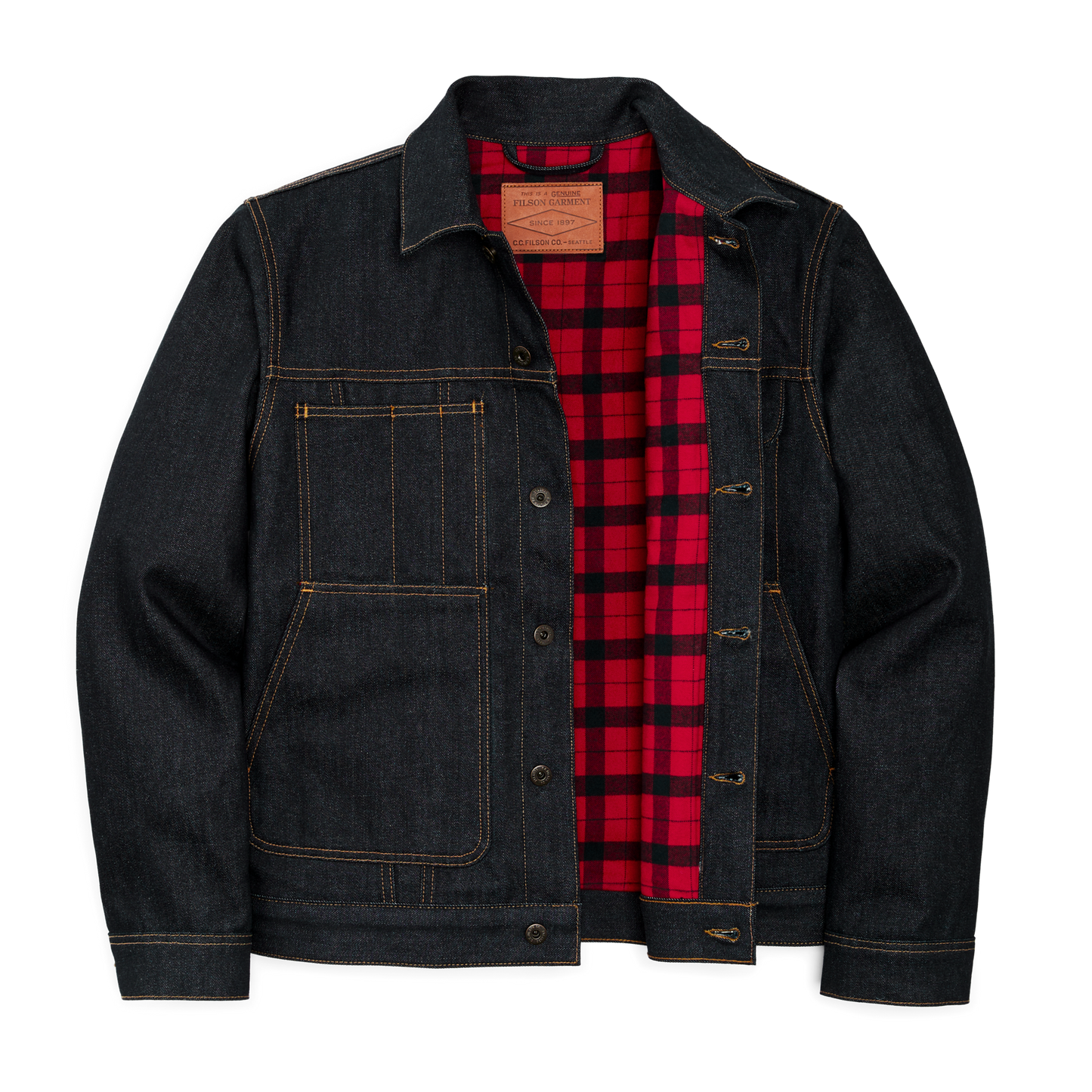 Alternate view of the Filson Lined Denim Short Cruiser Jacket - Raw Indigo