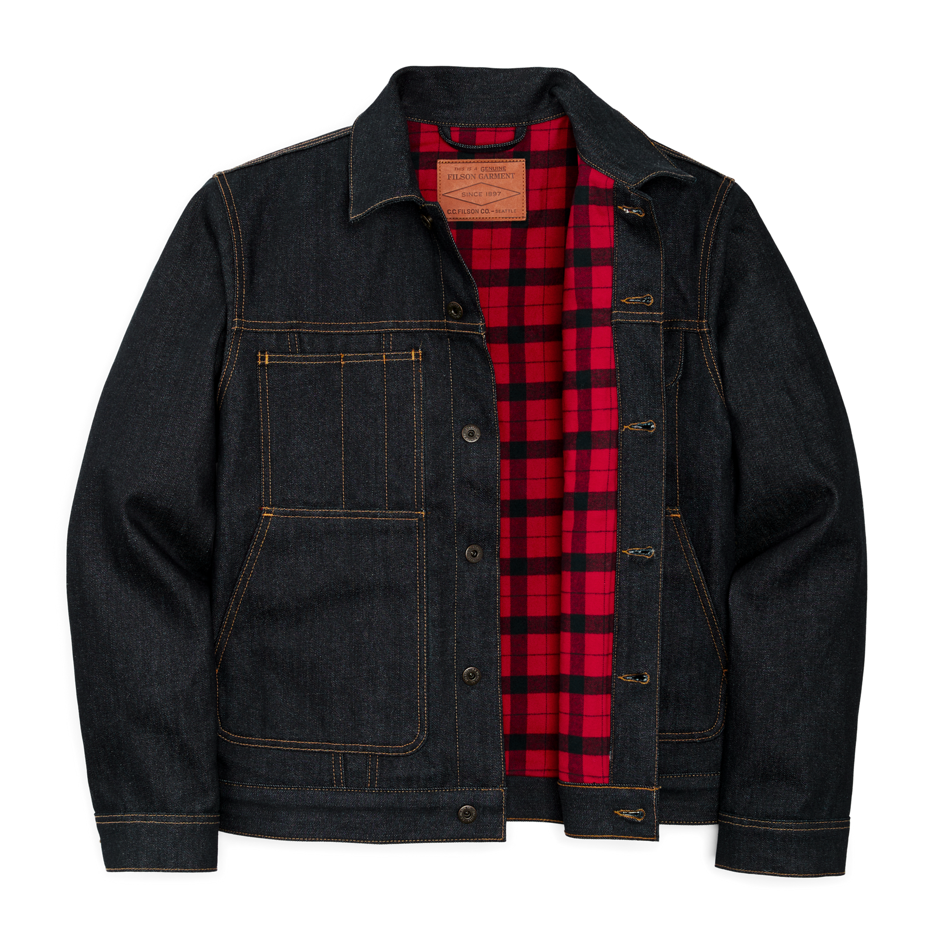 Alternate view of the Filson Lined Denim Short Cruiser Jacket - Raw Indigo