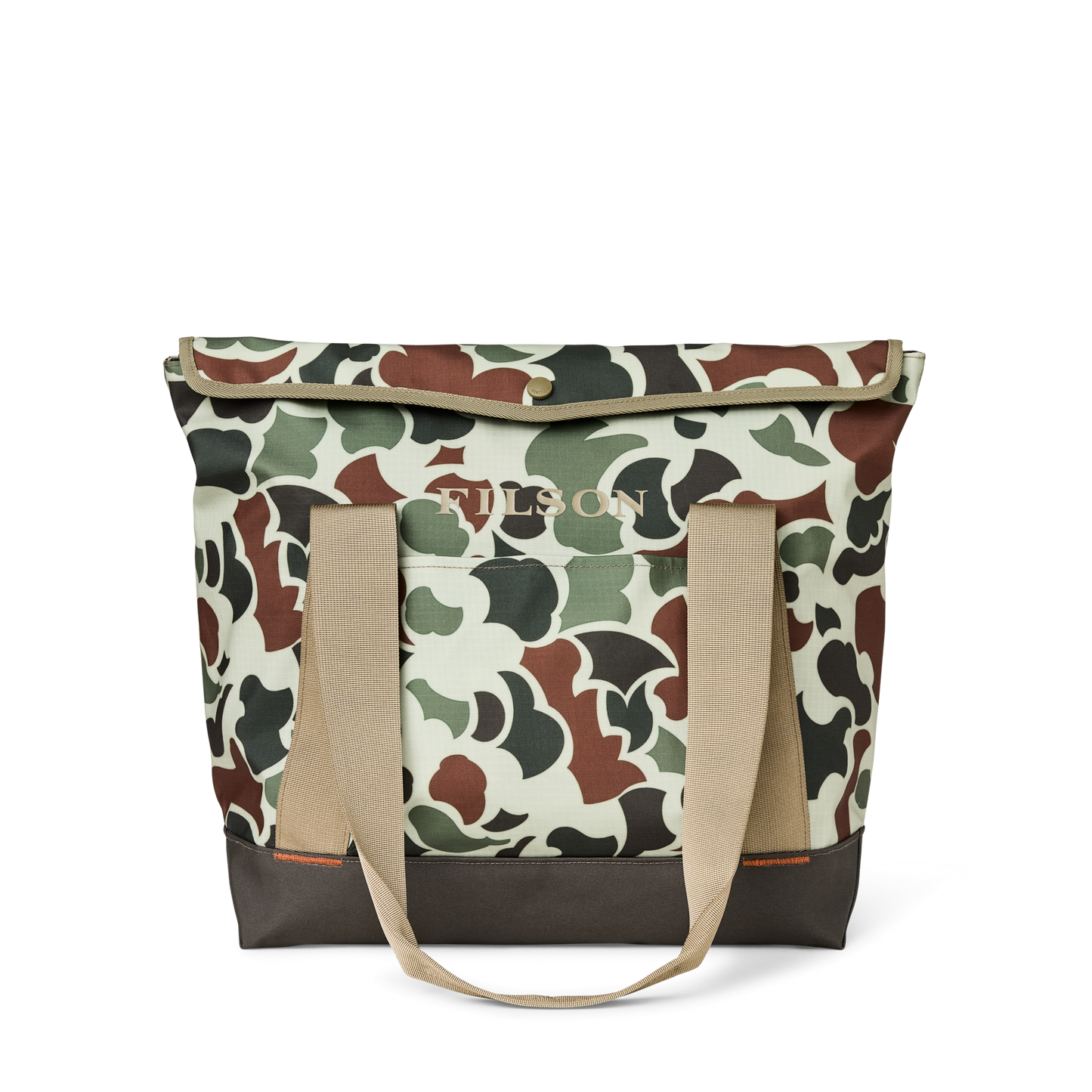 Front-facing image of the Filson Scout Tote Bag - Shrub Camo / Canteen / Covert