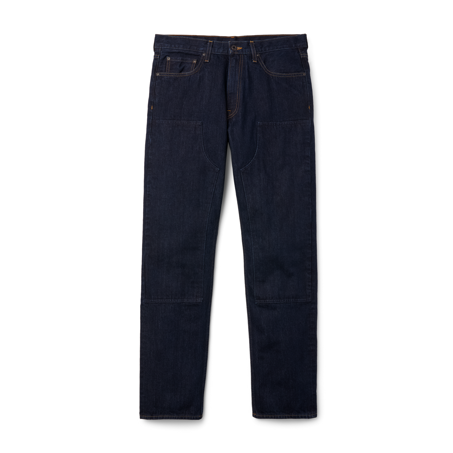 Front-facing image of the Filson Bullbuck Double-front Jeans - Rinse Indigo