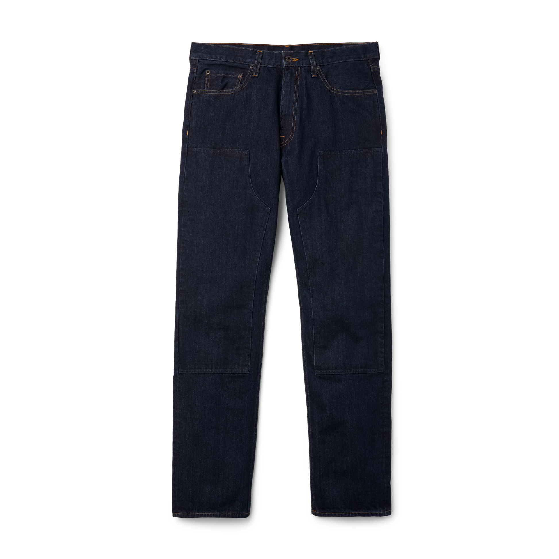 Front-facing image of the Filson Bullbuck Double-front Jeans - Rinse Indigo