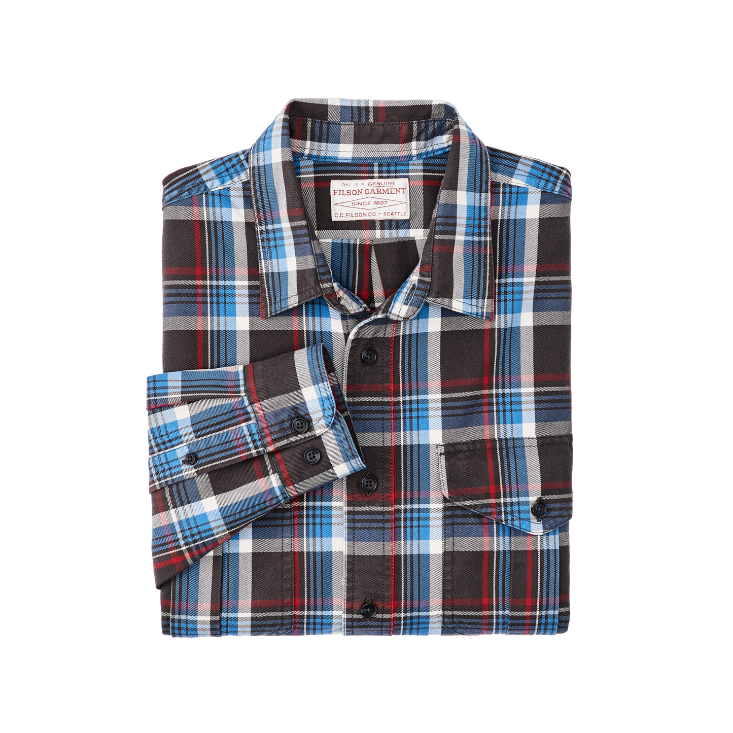 Alternate view of the Filson Lightweight Alaskan Guide Shirt - Glacier Blue Plaid