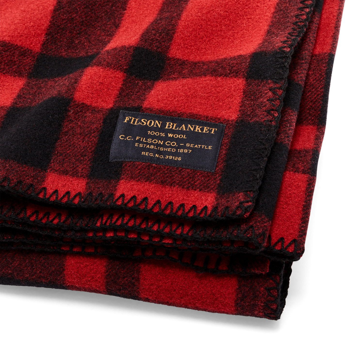 Alternate view of the Filson Mackinaw Wool  Blanket - Red / Black Heritage Plaid