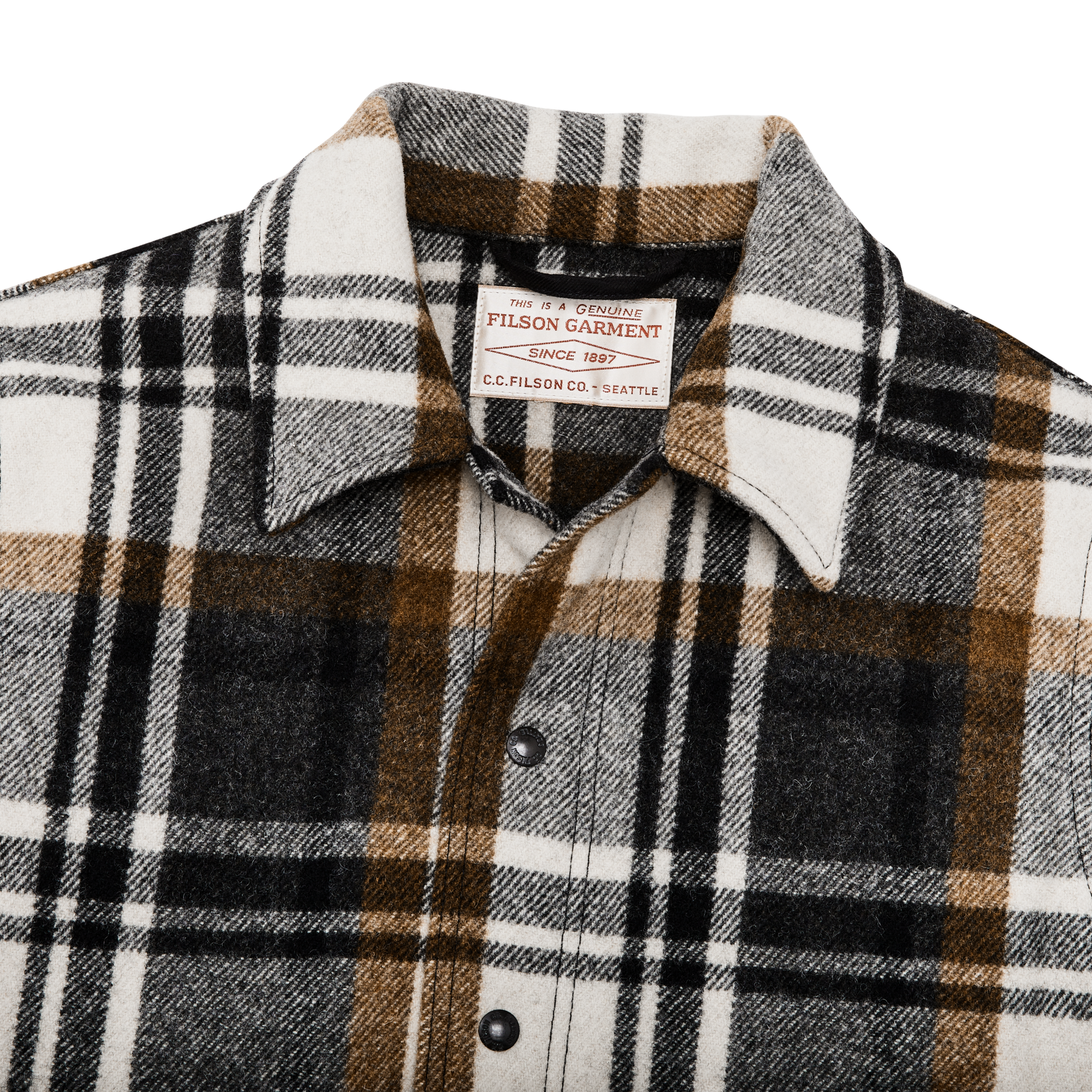 Alternate view of the Filson Mackinaw Wool Work Jacket - Blue Coal / Copper Heather Plaid