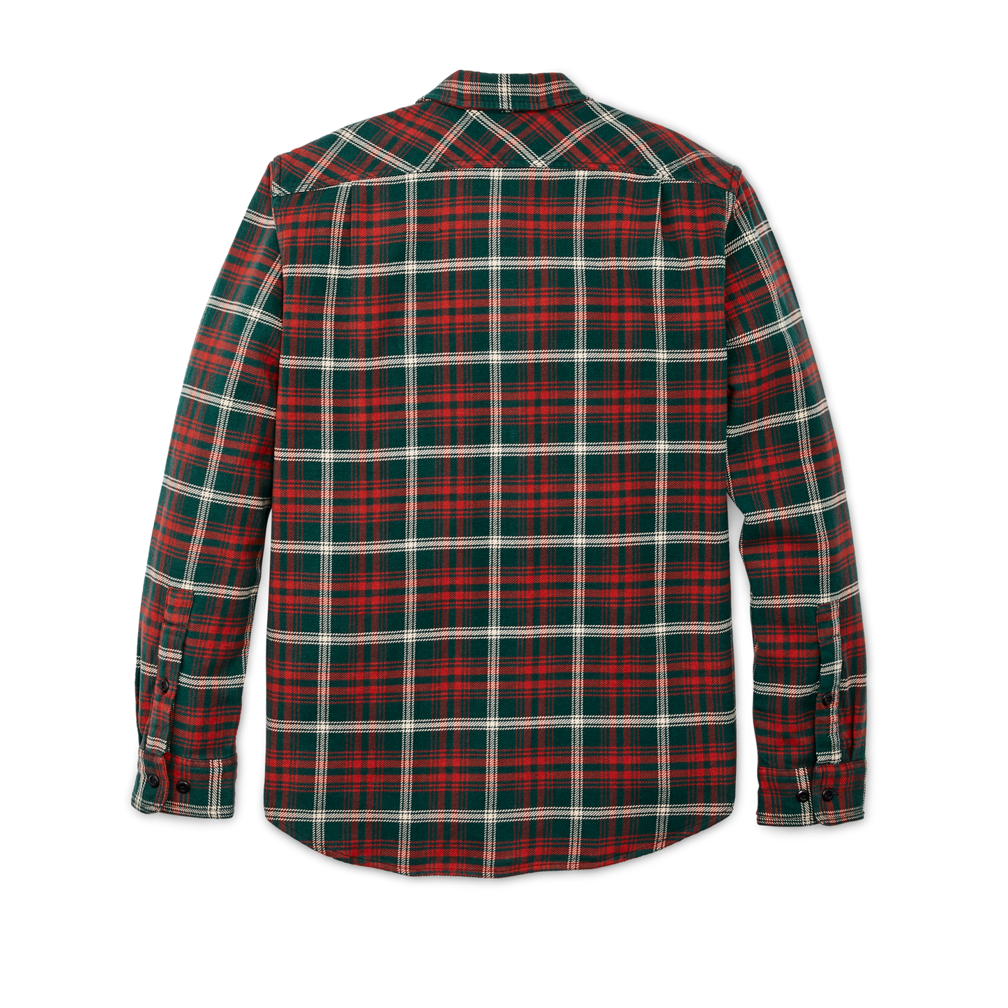 Alternate view of the Filson Vintage Flannel Work Shirt - Green / Red / White Plaid