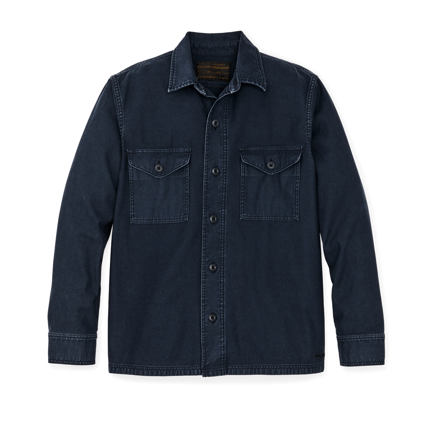 Front-facing image of the Filson Field Jac-shirt - Blue Mussel