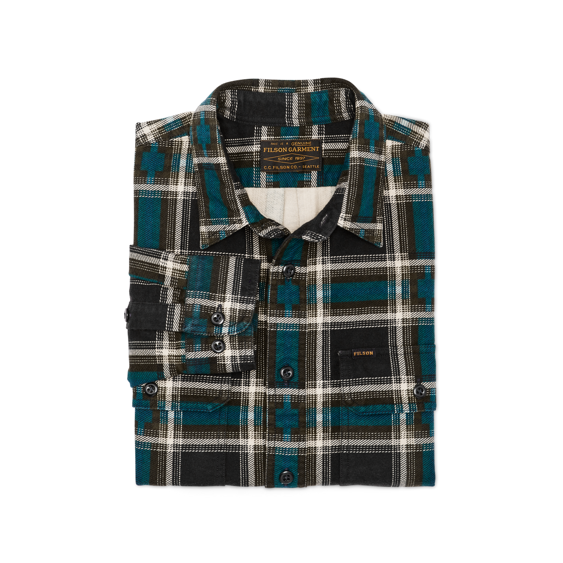 Alternate view of the Filson Field Flannel Shirt - Brown / Blue / Multi Plaid