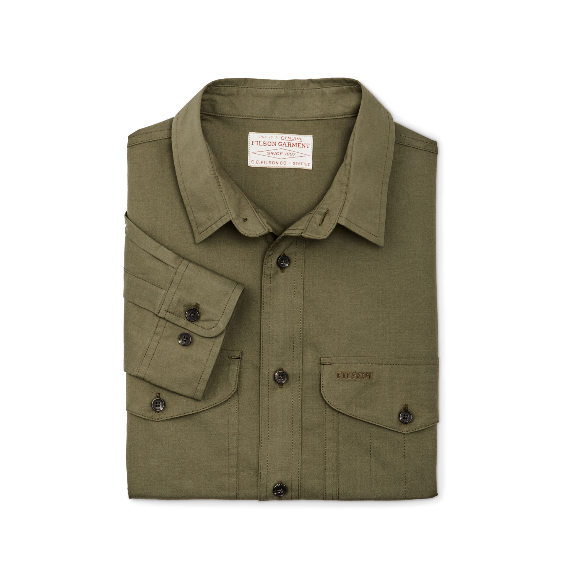 Alternate view of the Filson Twin Lakes Sport Shirt - Dark Olive Drab