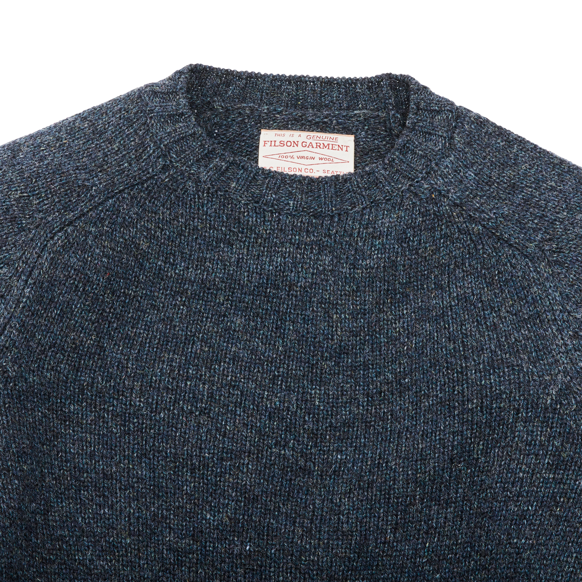 Alternate view of the Filson Heritage 5-gauge Wool Sweater - Blue / Green Melange