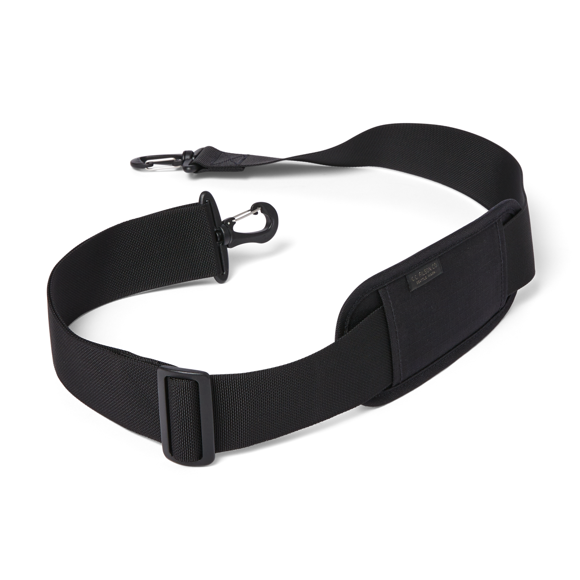 Front-facing image of the Filson Ripstop Nylon Webbing Strap - Black