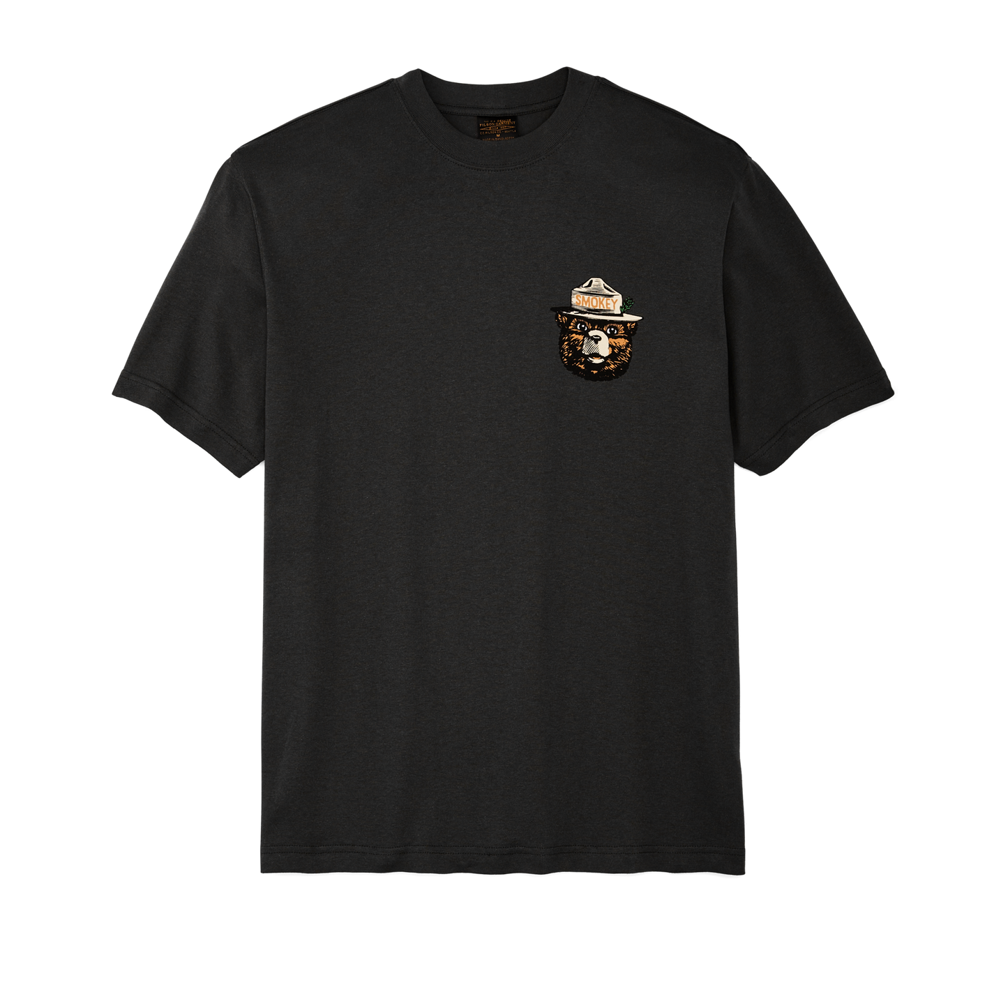 Front-facing image of the Filson Smokey Bear Frontier Graphic T-shirt - Faded Black / Smokey