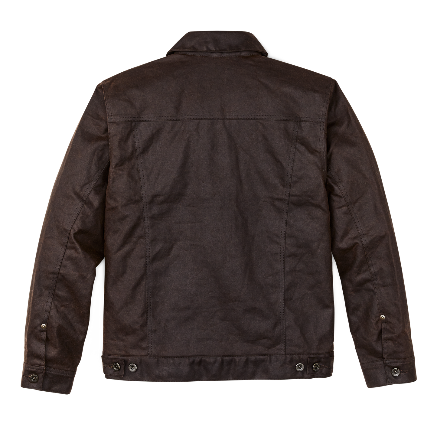 Alternate view of the Filson Tin Cloth Short Lined Cruiser Jacket - Dark Brown|Adjustable hem