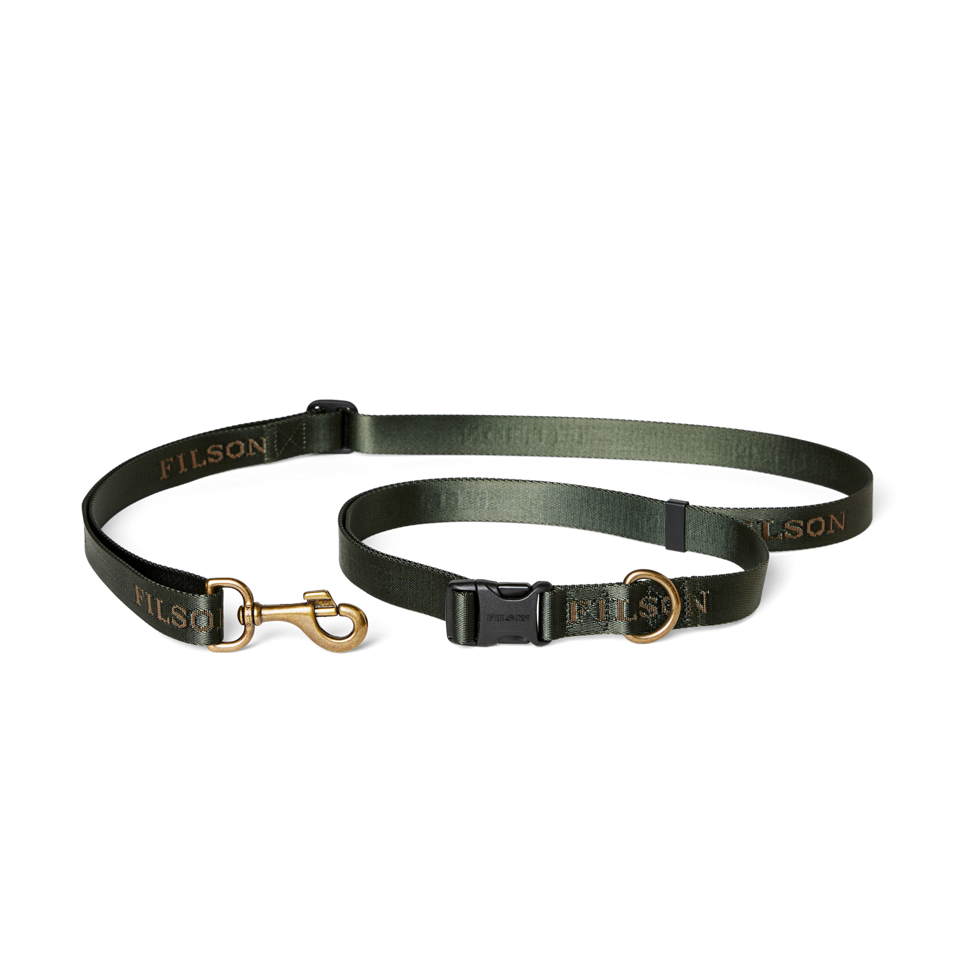 Front-facing image of the Filson Adjustable Nylon Leash - Dark Timber