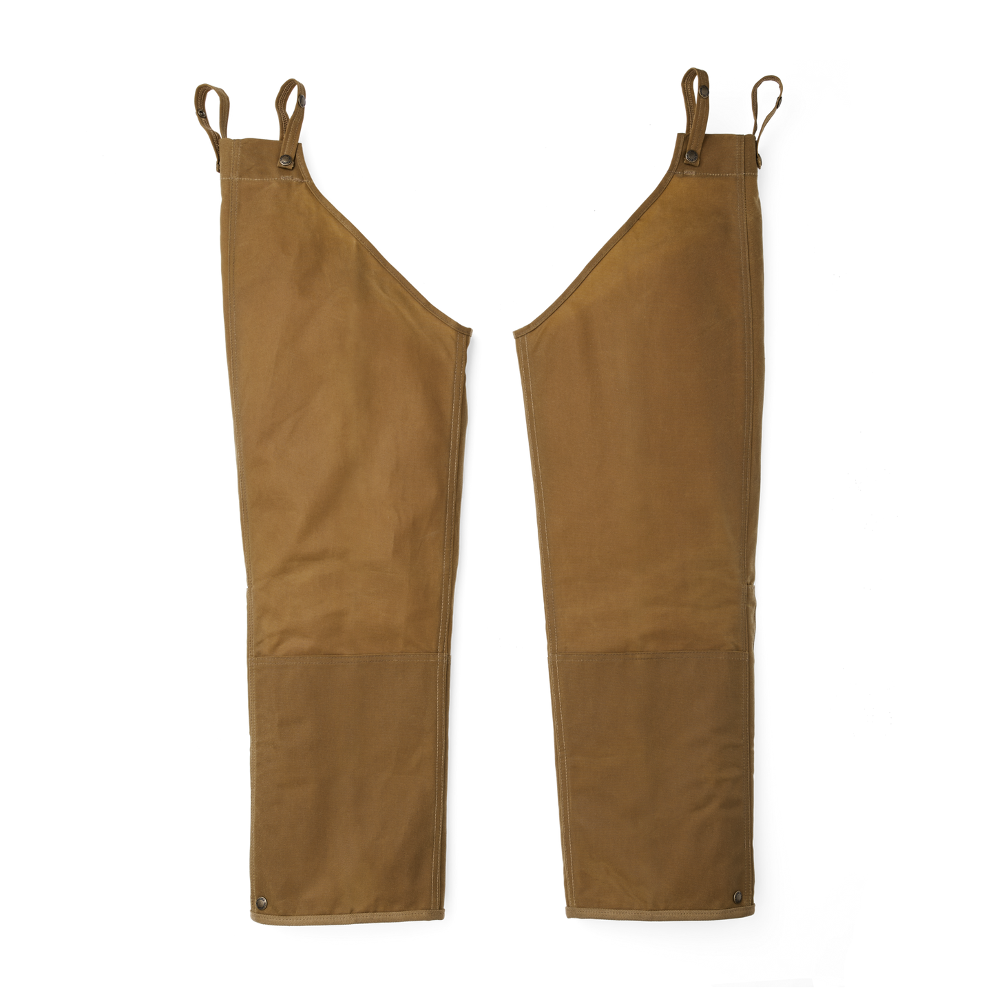 Front-facing image of the Filson Double Tin Cloth Chaps With Zipper - Dark Tan