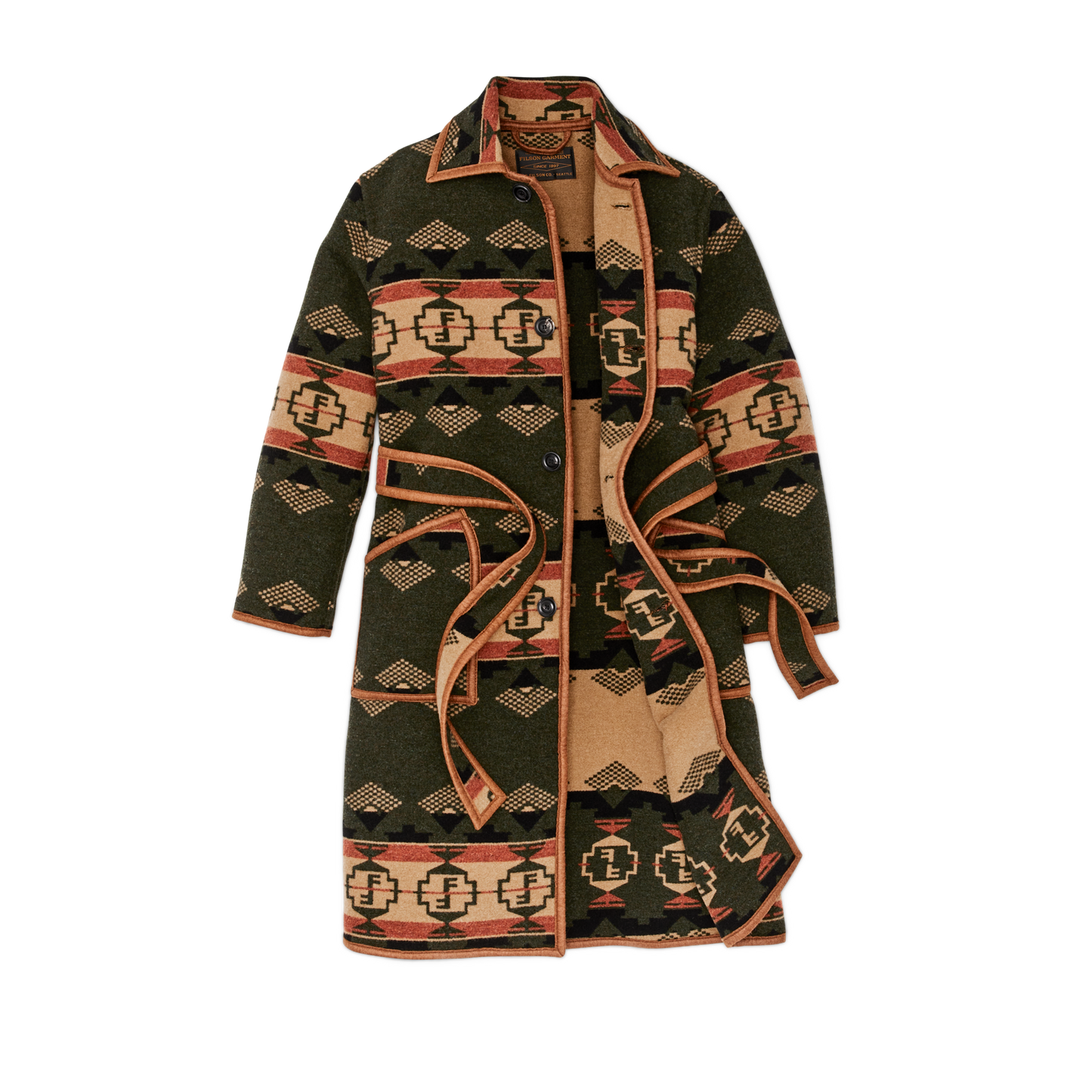 Alternate view of the Filson Filson Forestry Wool Blanket Robe - Dark Timber / Tan Multi