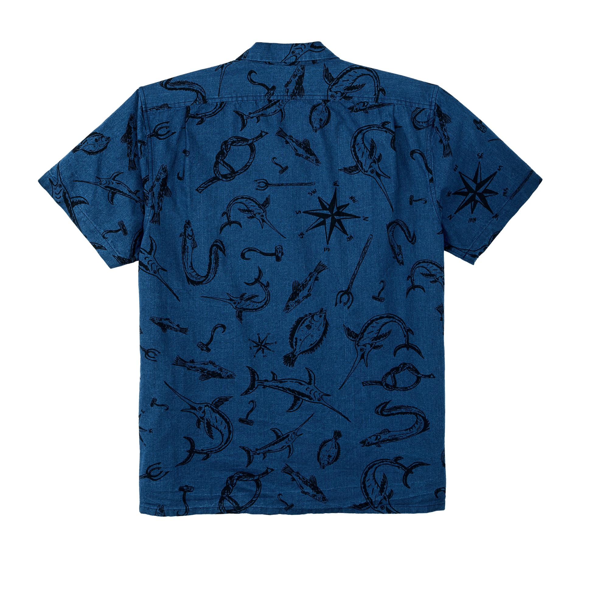 Alternate view of the Filson Rustic Short Sleeve Camp Shirt - Deep Sea / Indigo