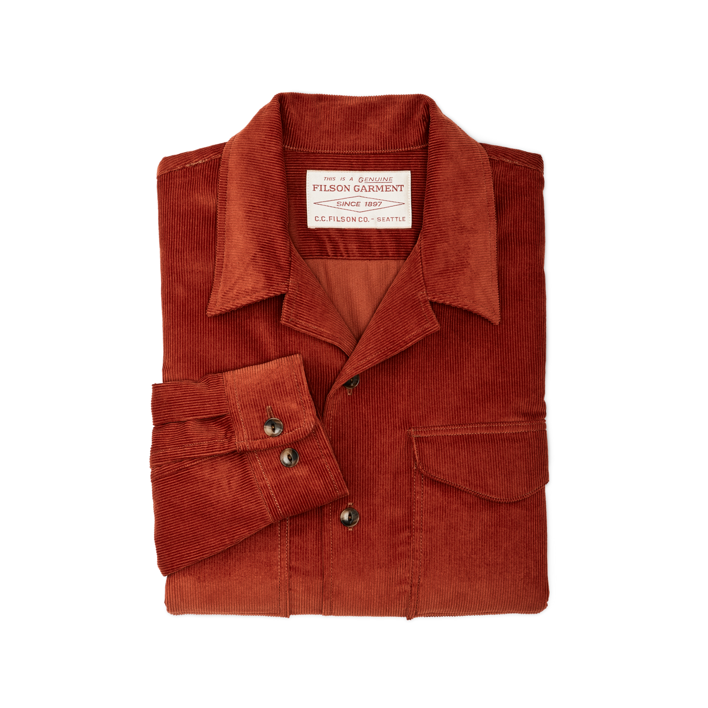 Alternate view of the Filson Corduroy Camp Shirt - Rust