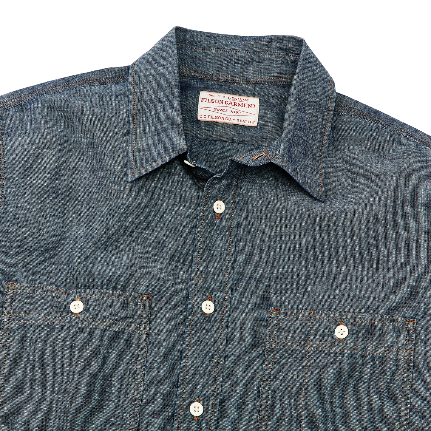 Alternate view of the Filson Short Sleeve Chambray Shirt  - Indigo Chambray