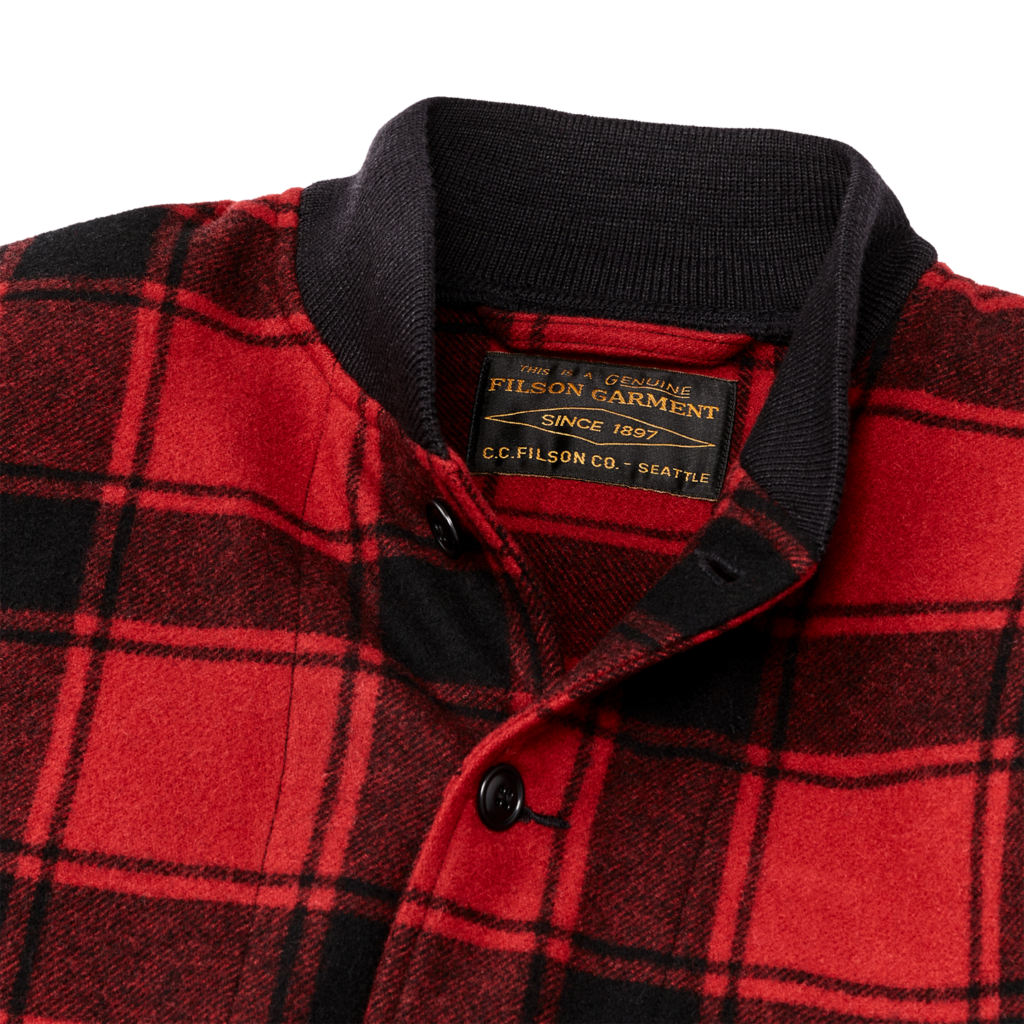 Alternate view of the Filson Ccc Wool Bomber - Red Black Plaid