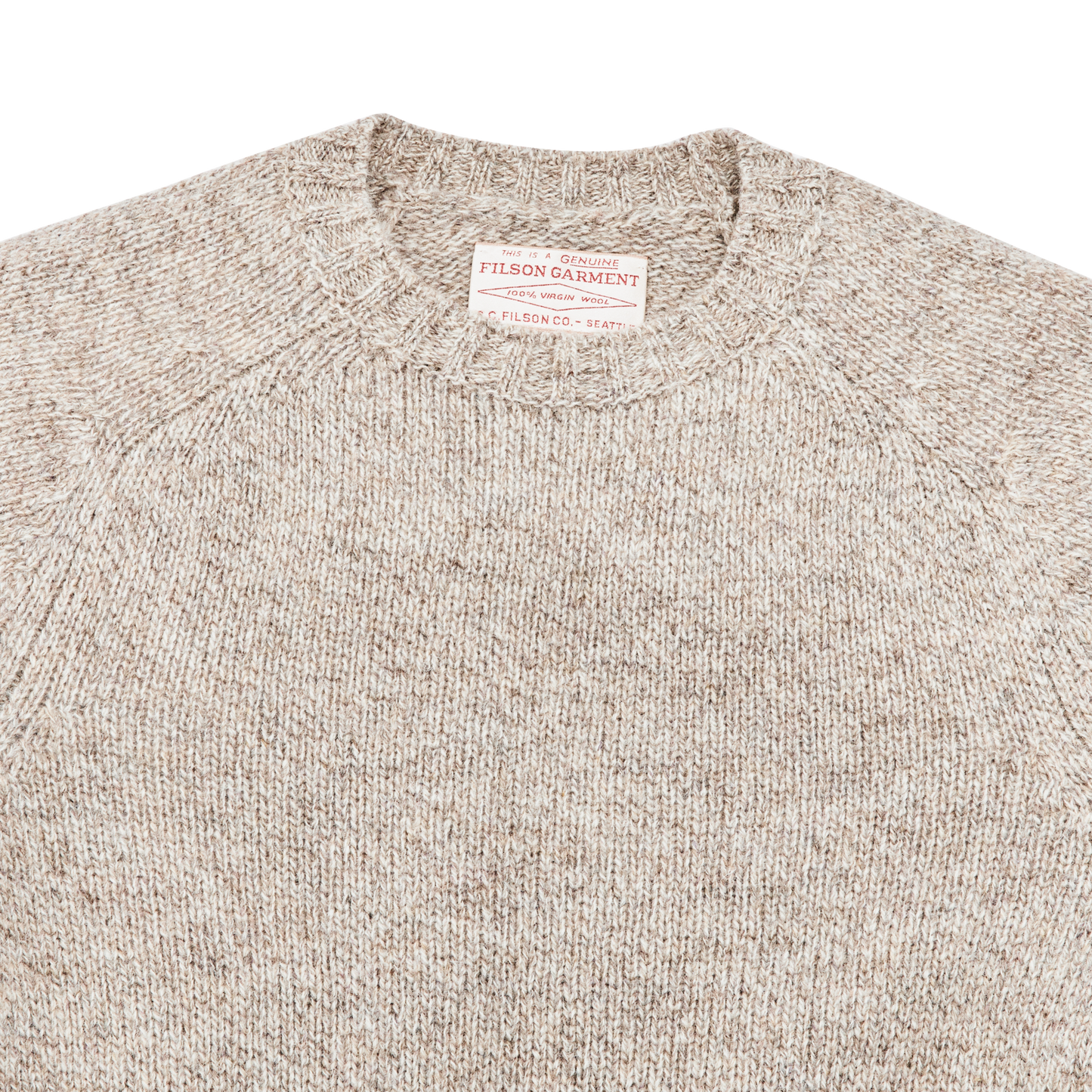 Alternate view of the Filson Heritage 5-gauge Wool Sweater - Natural / Brown Melange