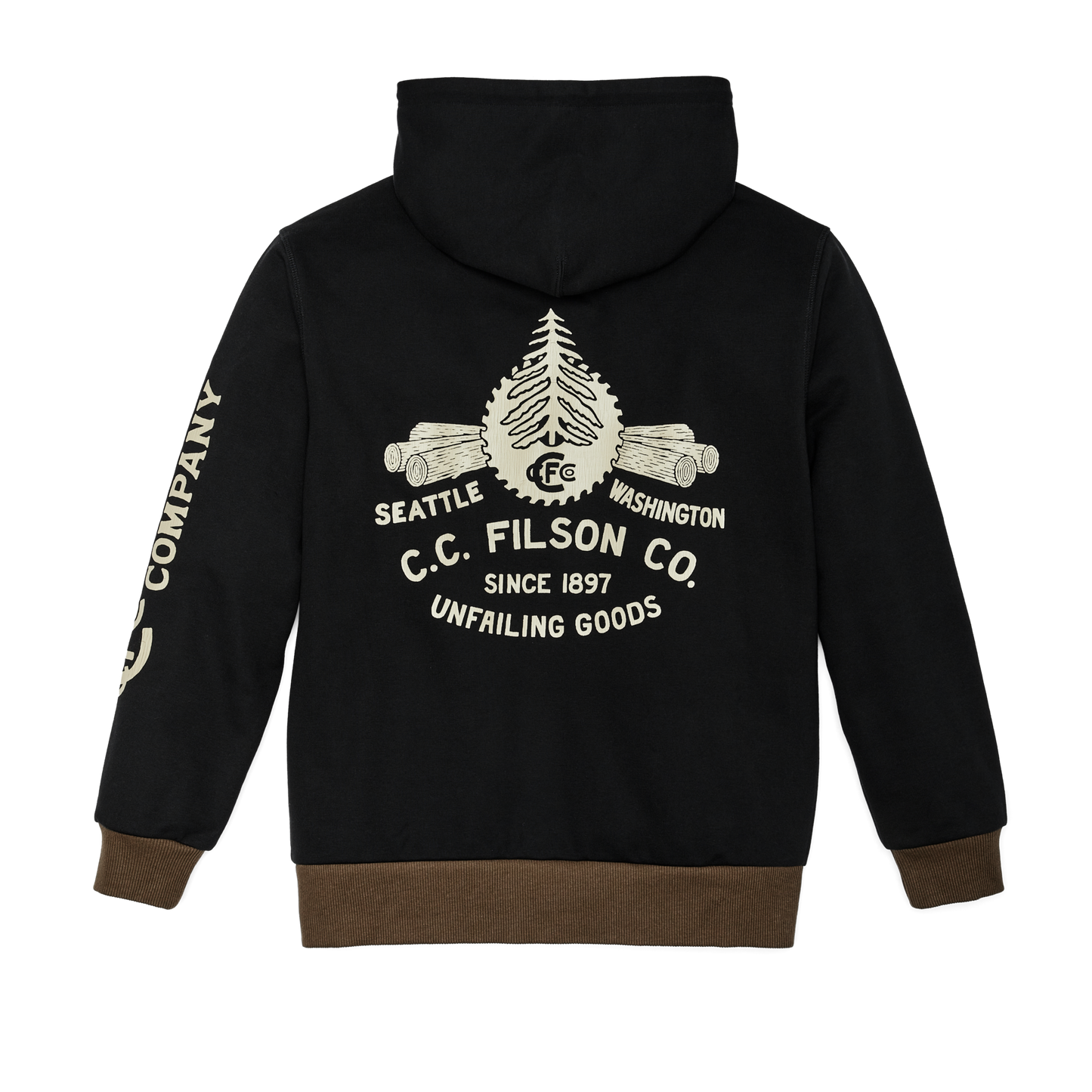 Alternate view of the Filson Prospector Graphic Hoodie - Black / Log Mill