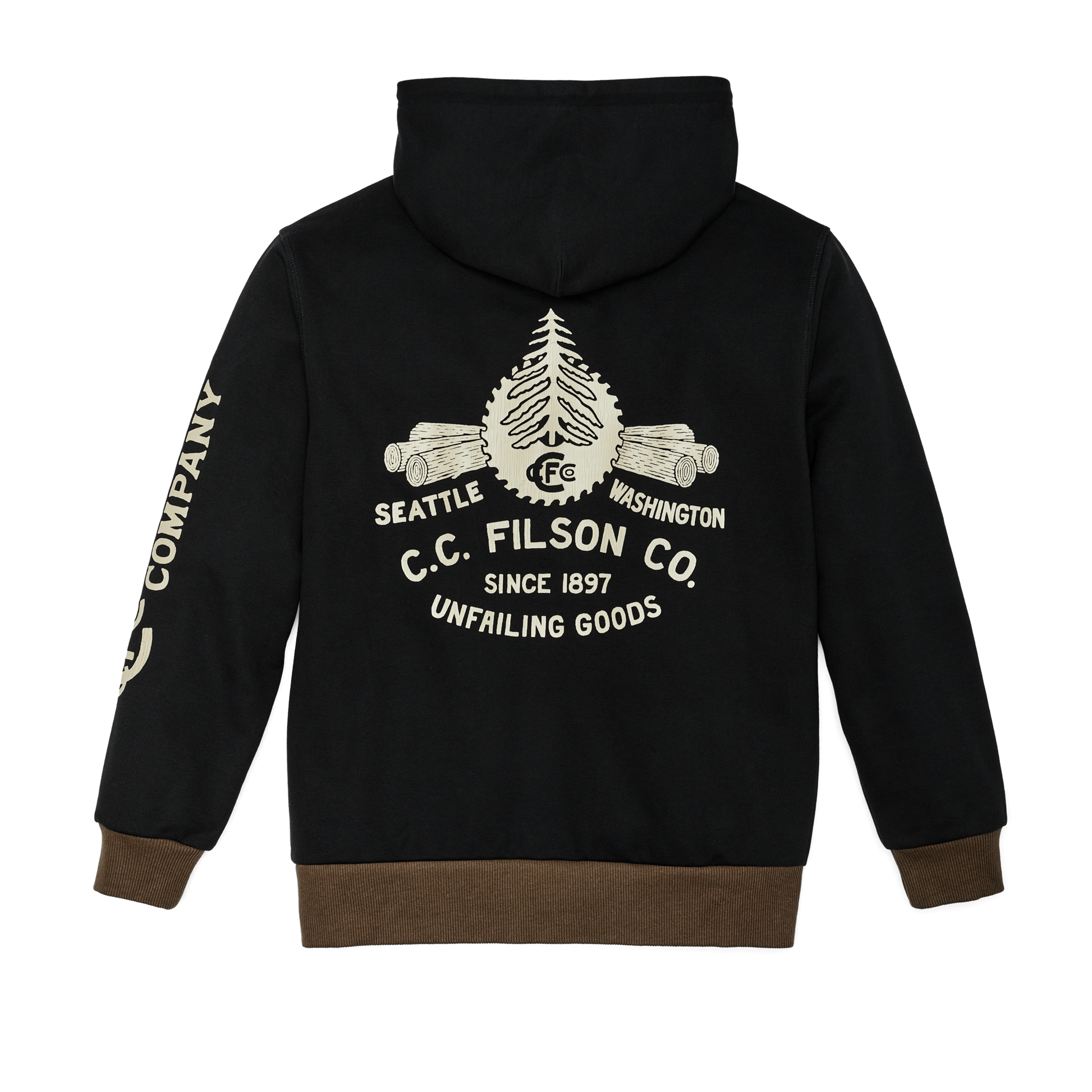 Alternate view of the Filson Prospector Graphic Hoodie - Black / Log Mill