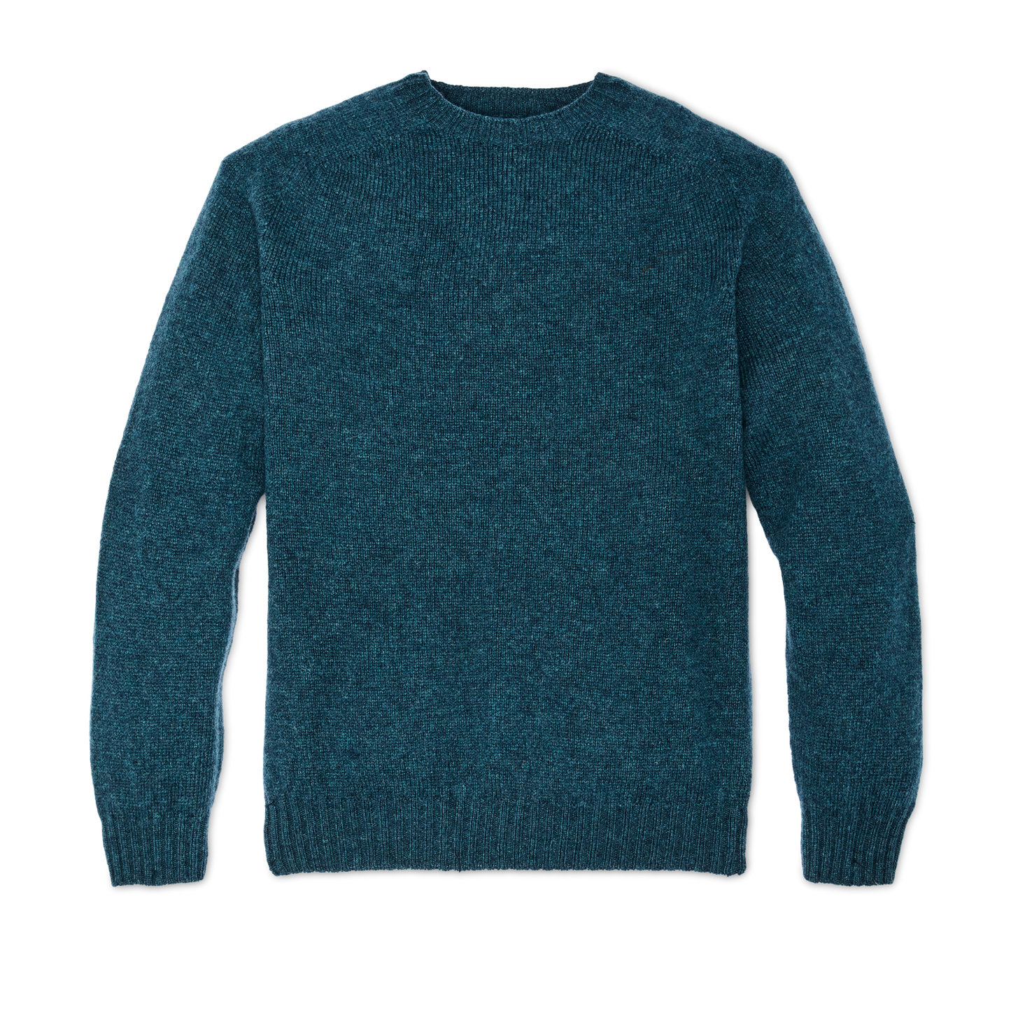 Front-facing image of the Filson Shetland 5-gauge Wool Sweater - Pine Blue