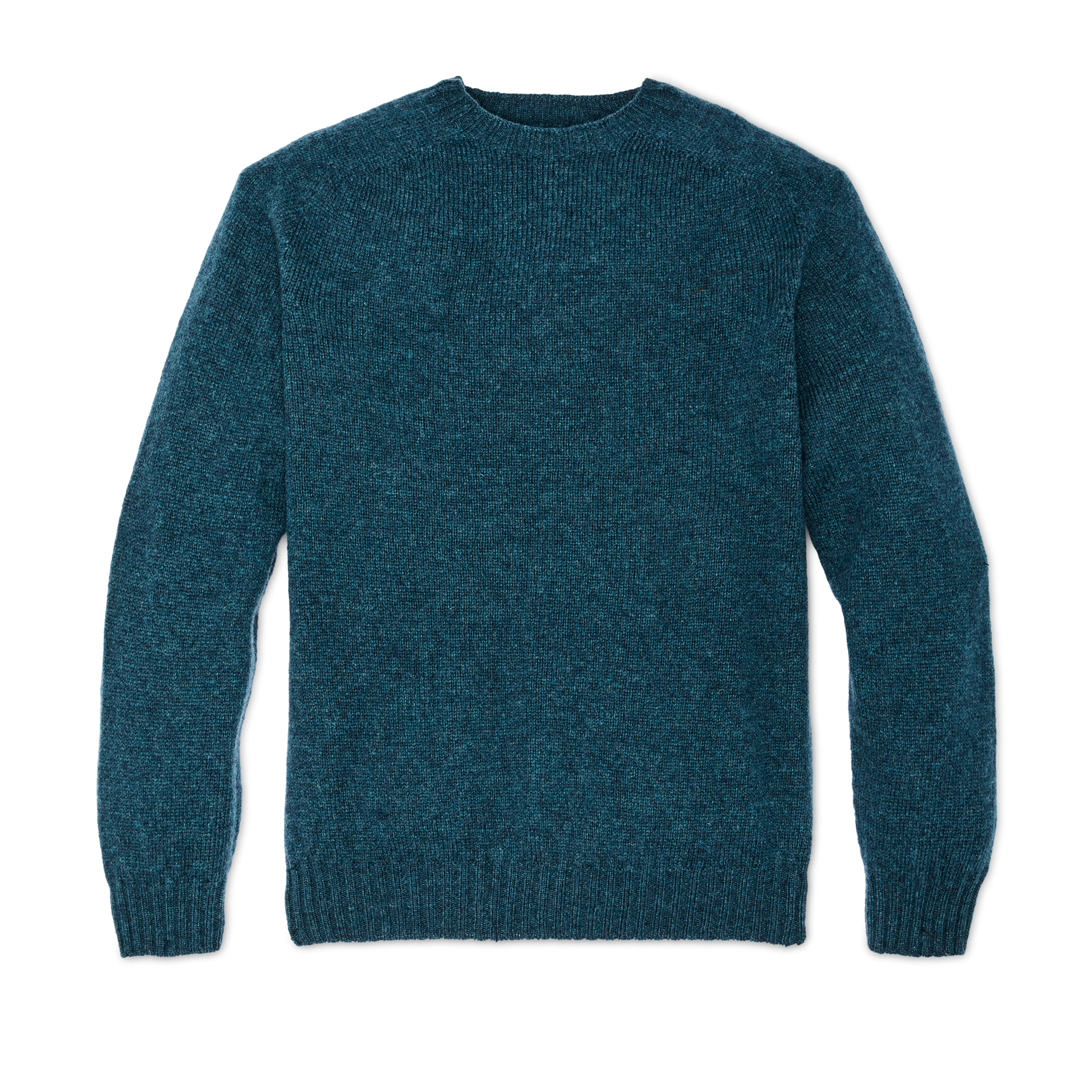 Front-facing image of the Filson Shetland 5-gauge Wool Sweater - Pine Blue