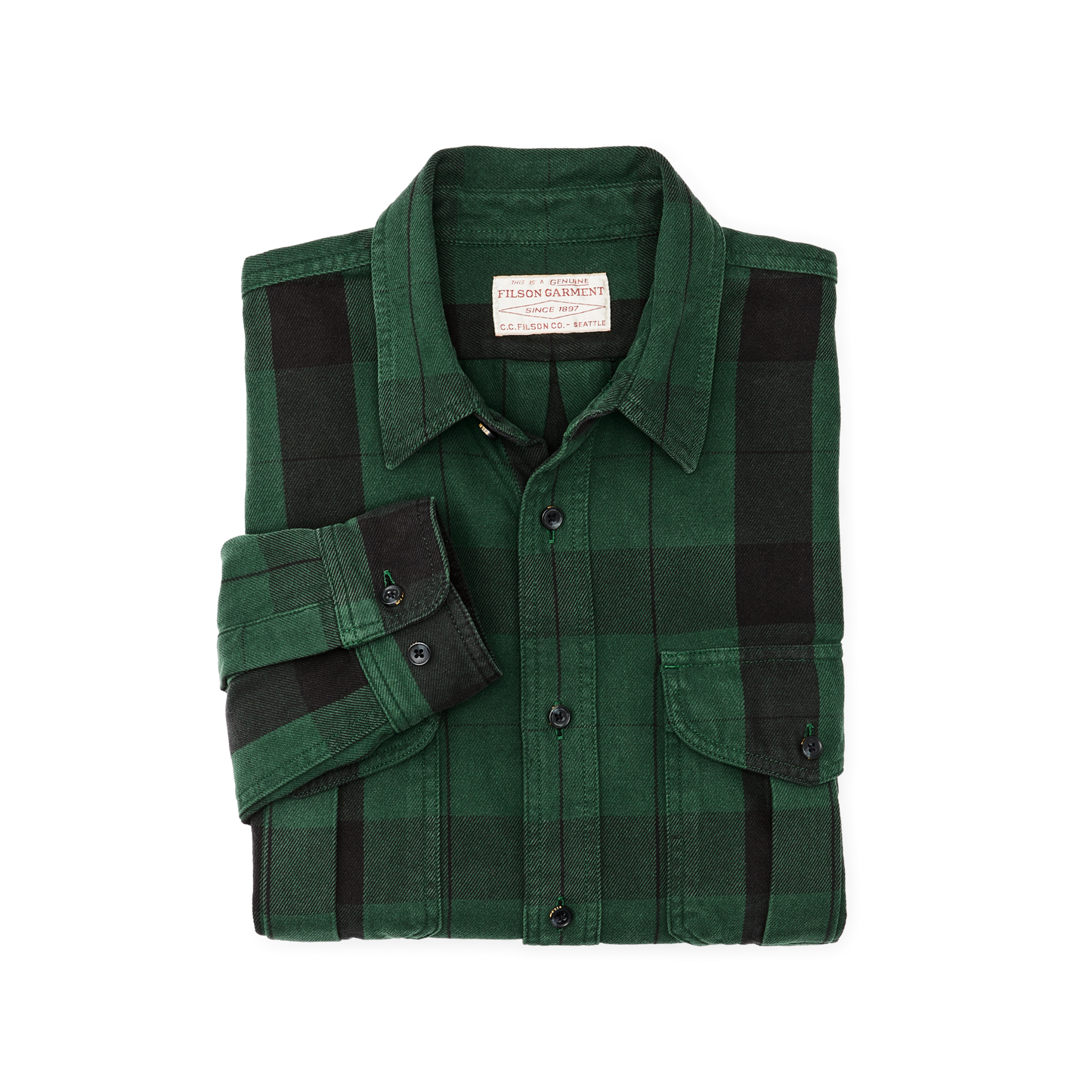 Alternate view of the Filson Vintage Wash Alaskan Guide Shirt - Forest Green / Black