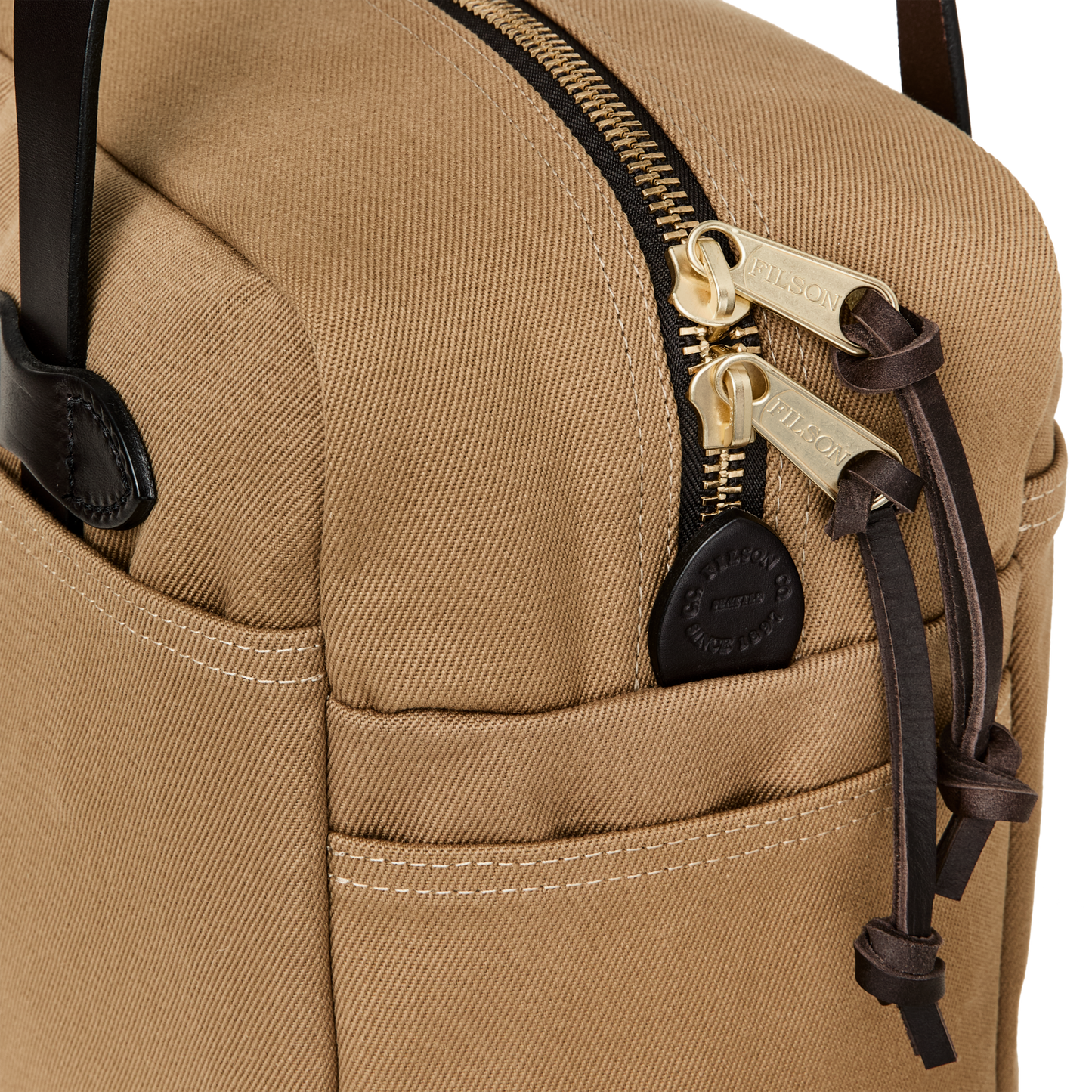 Rugged Twill Zipper Tote Bag - Tan